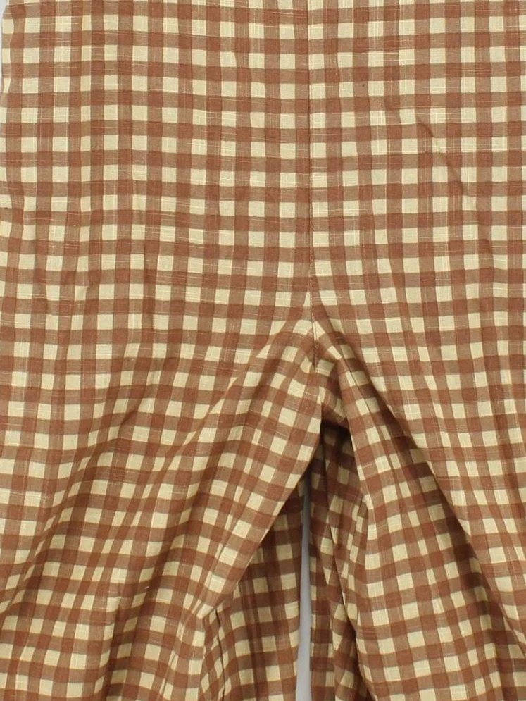 Lucy & Yak Women's Jumpsuit UK 10 Brown Checkered 100% Cotton Wide-Leg Jumpsuit - Image 3