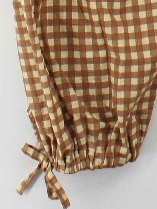 Lucy & Yak Women's Jumpsuit UK 10 Brown Checkered 100% Cotton Wide-Leg Jumpsuit - Image 4