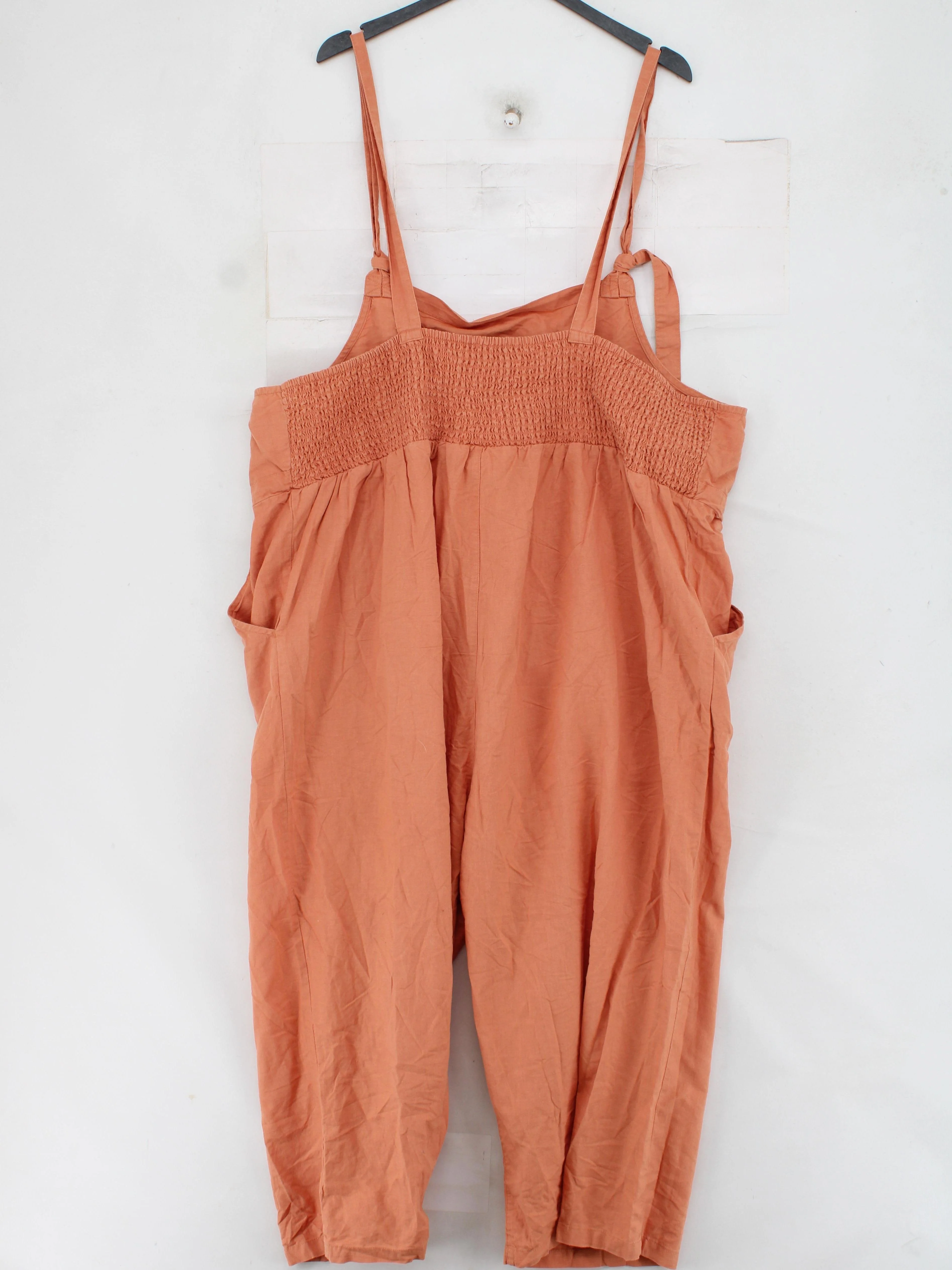 Lucy & Yak Women's Jumpsuit UK 26 Orange Cotton with Linen Wide-Leg Jumpsuit - Image 2