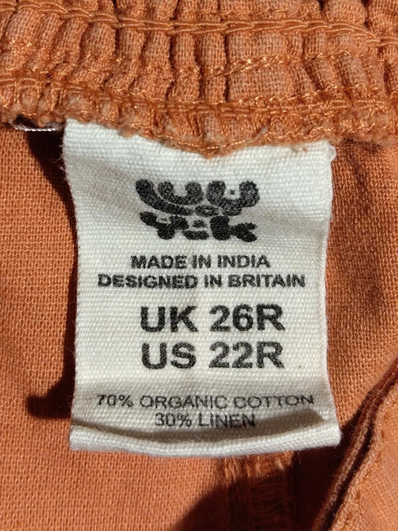 Lucy & Yak Women's Jumpsuit UK 26 Orange Cotton with Linen Wide-Leg Jumpsuit - Image 5