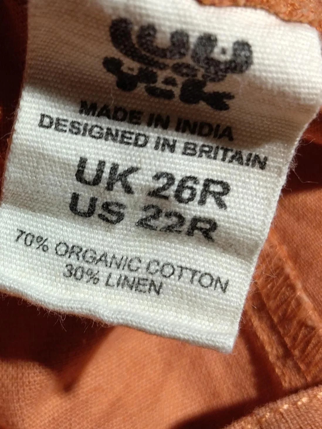 Lucy & Yak Women's Jumpsuit UK 26 Orange Cotton with Linen Wide-Leg Jumpsuit - Image 6