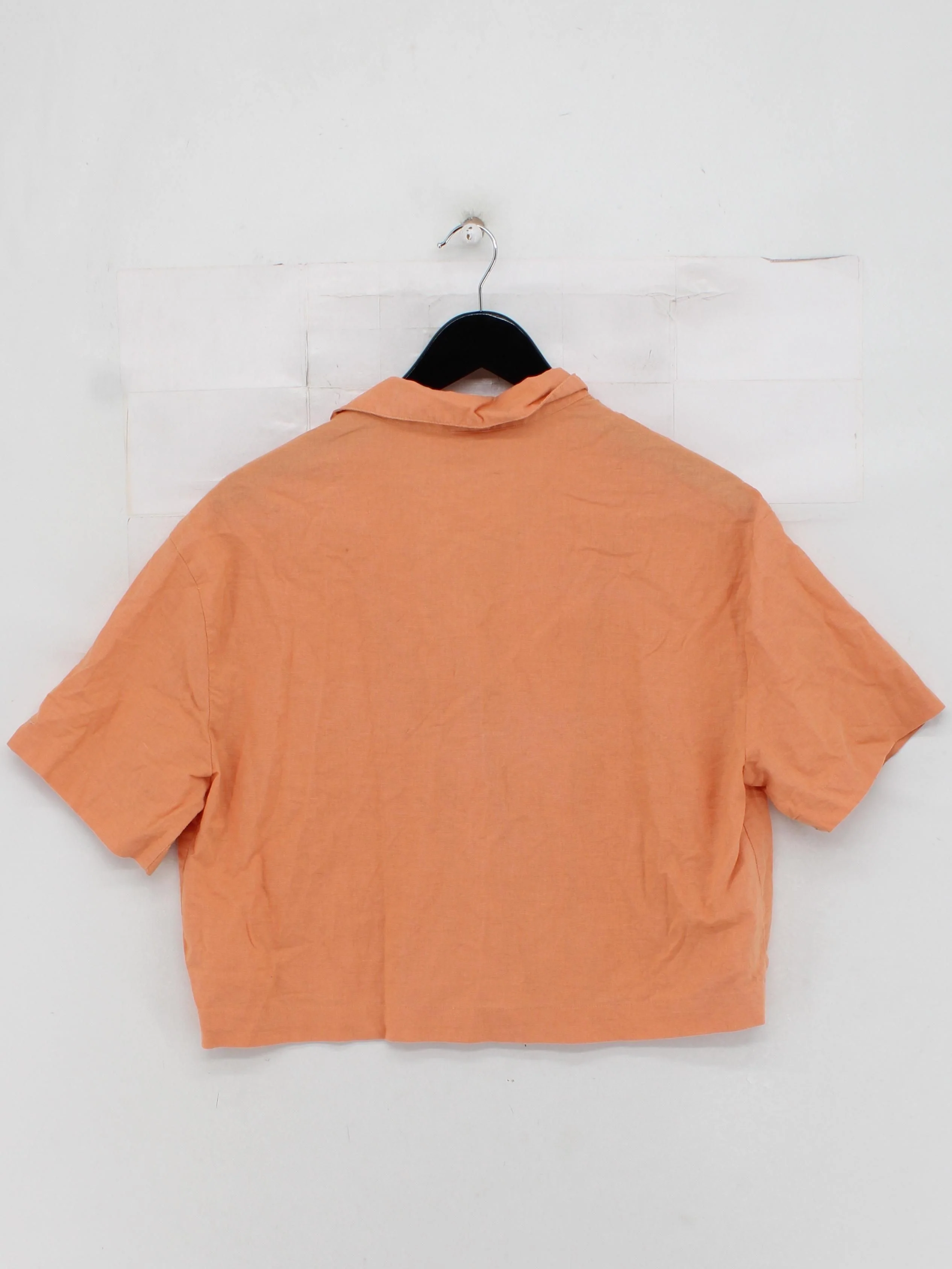 Lucy & Yak Women's Shirt S Orange Cotton with Linen Short Sleeve Collared Basic - Image 2