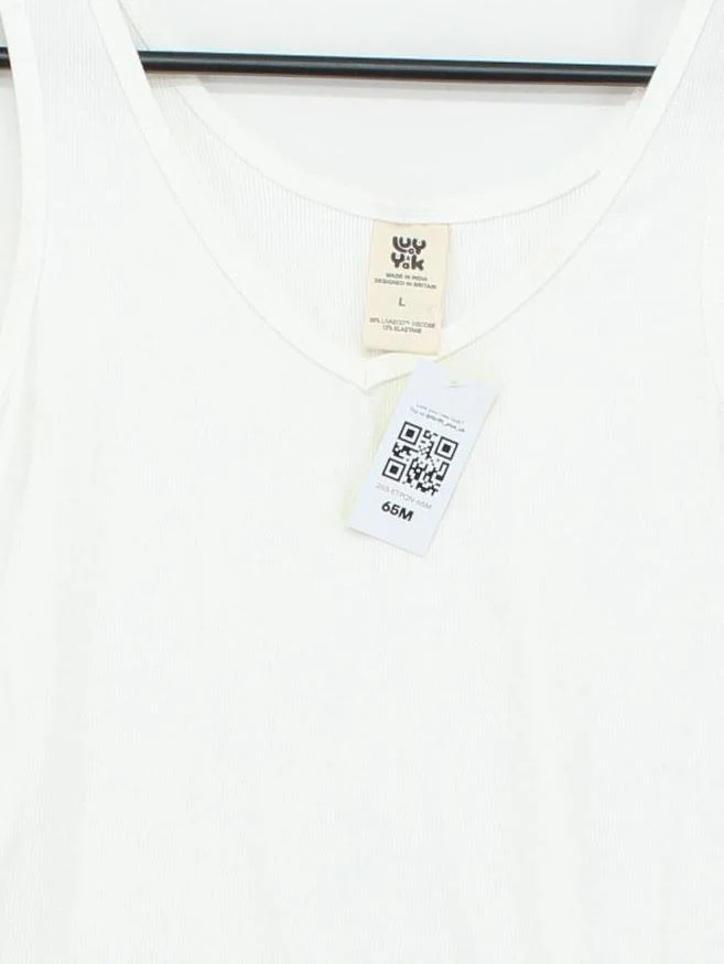 Lucy & Yak Women's T-Shirt L White Viscose with Elastane Basic - Image 3