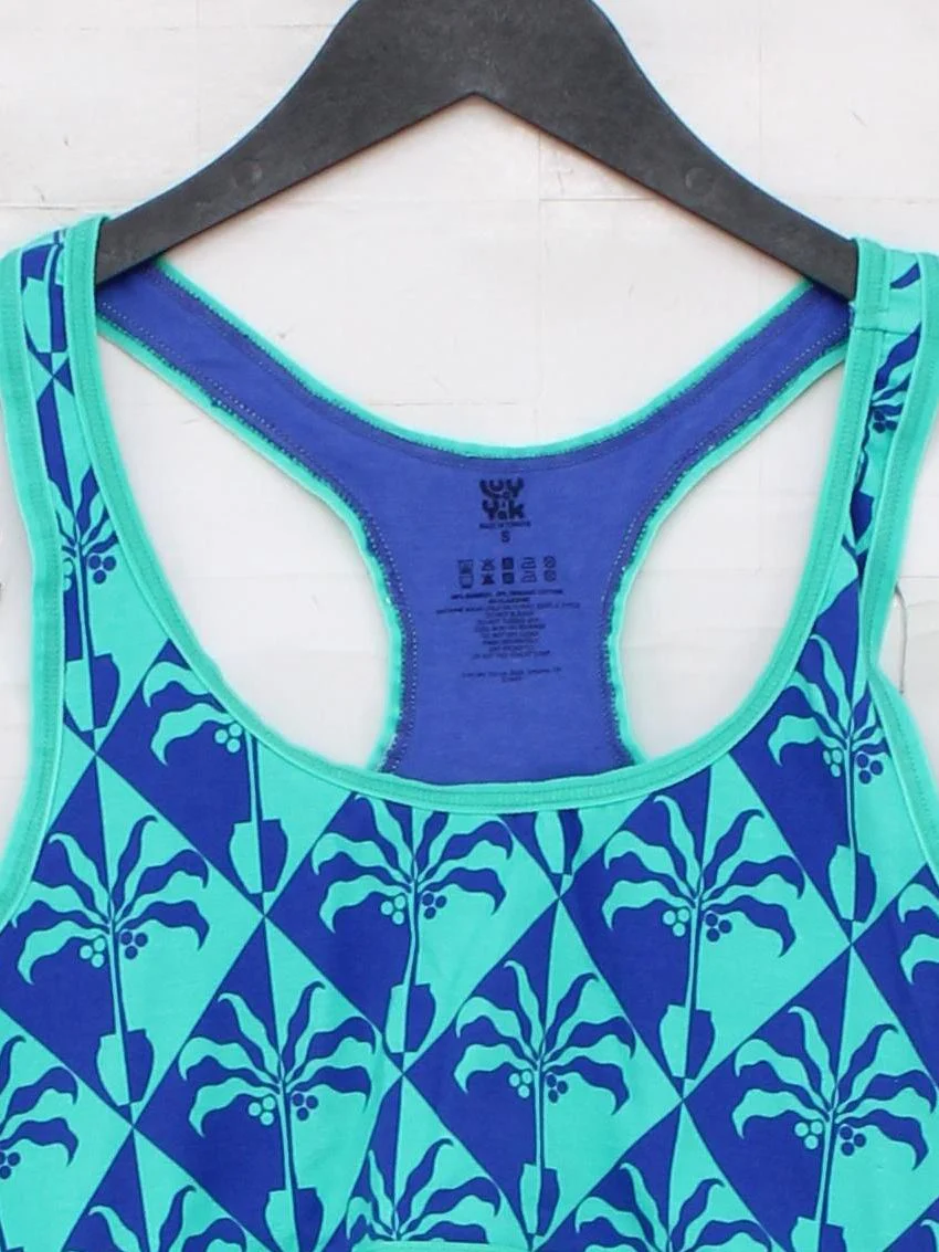 Lucy & Yak Women's T-Shirt S Green Floral 100% Other Sleeveless Basic - Image 3