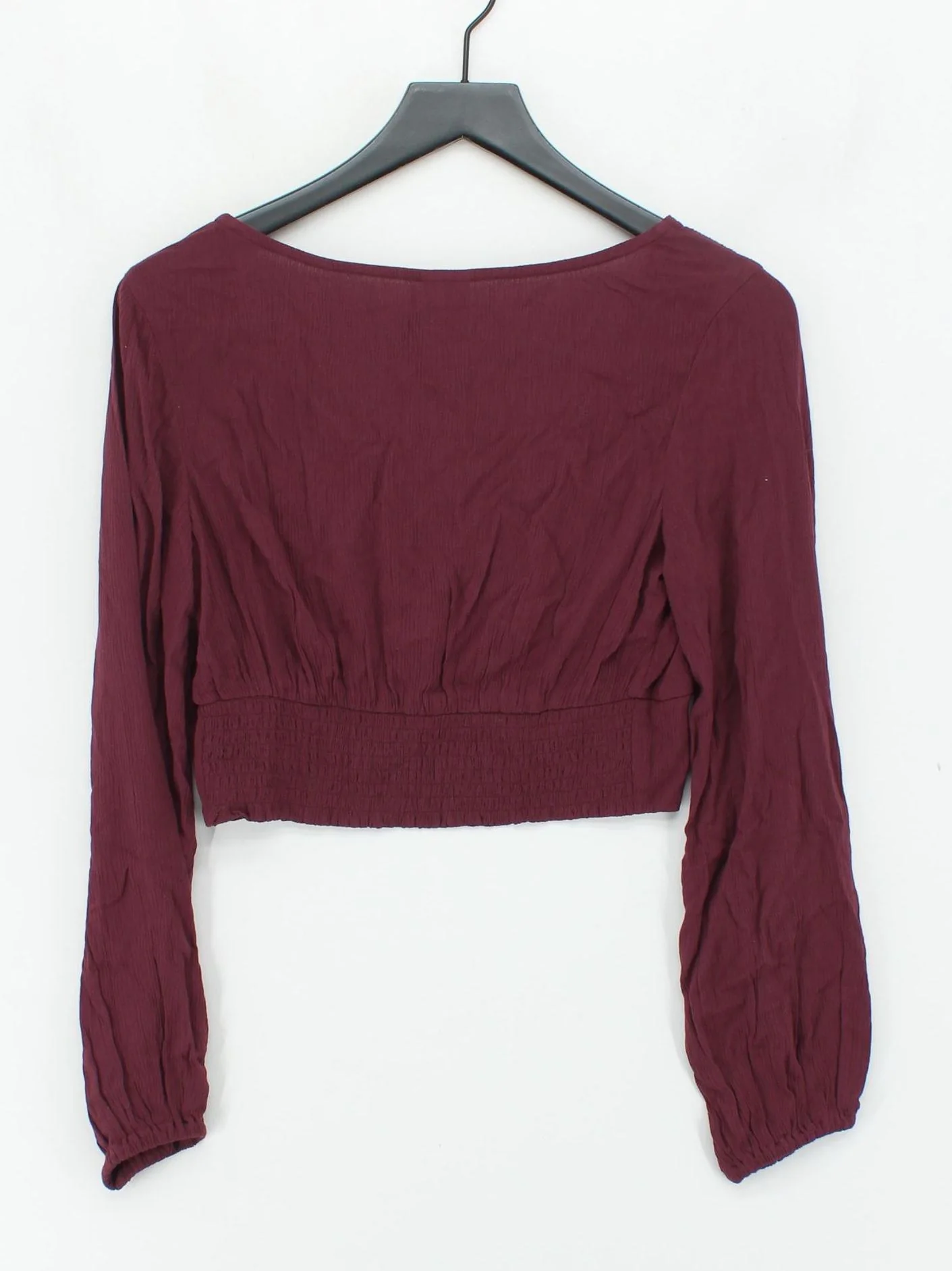 Lucy & Yak Women's Top UK 8 Red 100% Viscose Long Sleeve V-Neck Cropped - Image 2