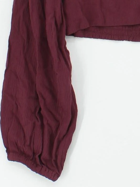 Lucy & Yak Women's Top UK 8 Red 100% Viscose Long Sleeve V-Neck Cropped - Image 4