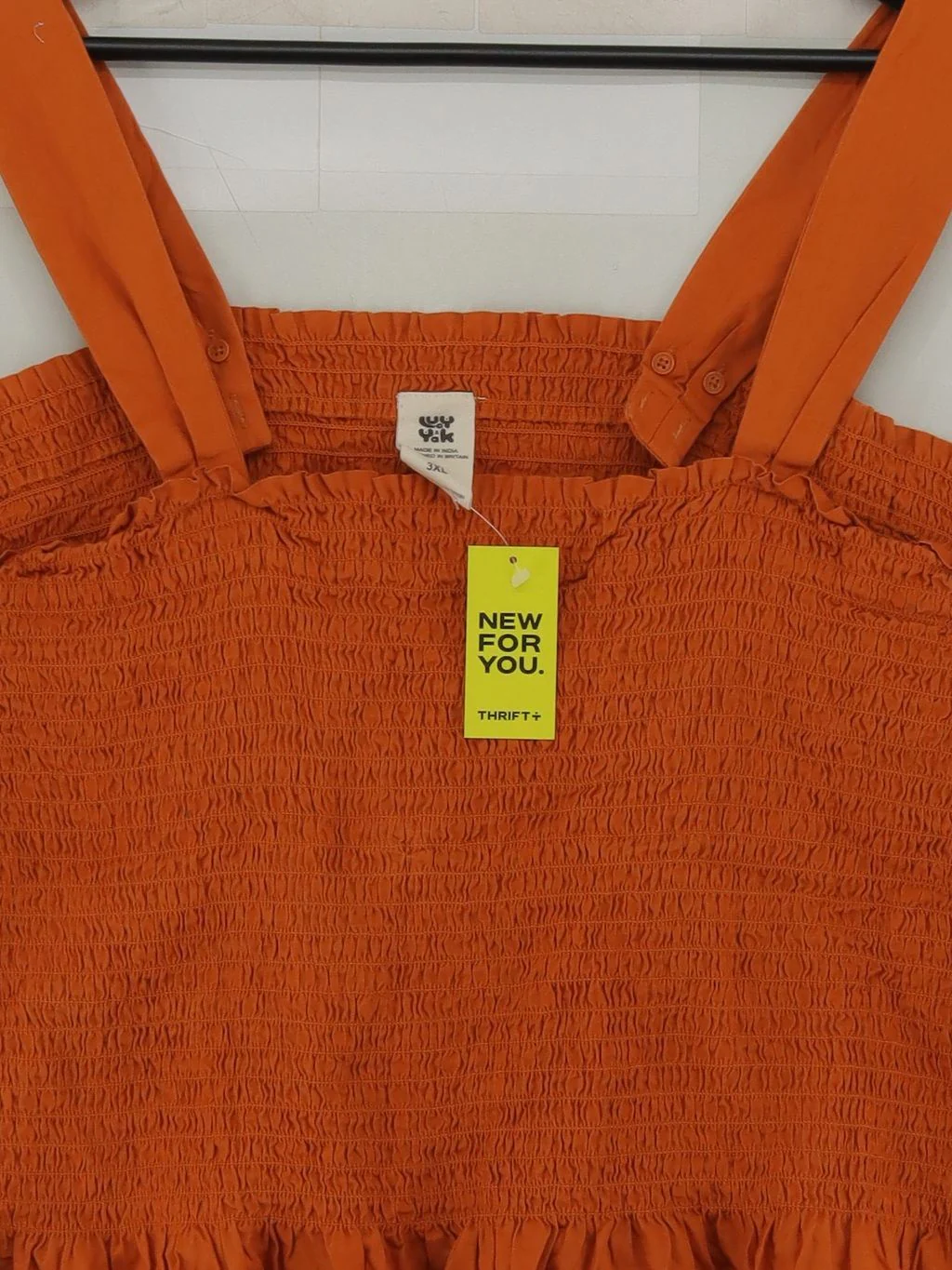 Lucy & Yak Women's Top XXXL Orange 100% Cotton Sleeveless Square Neck Cropped - Image 3