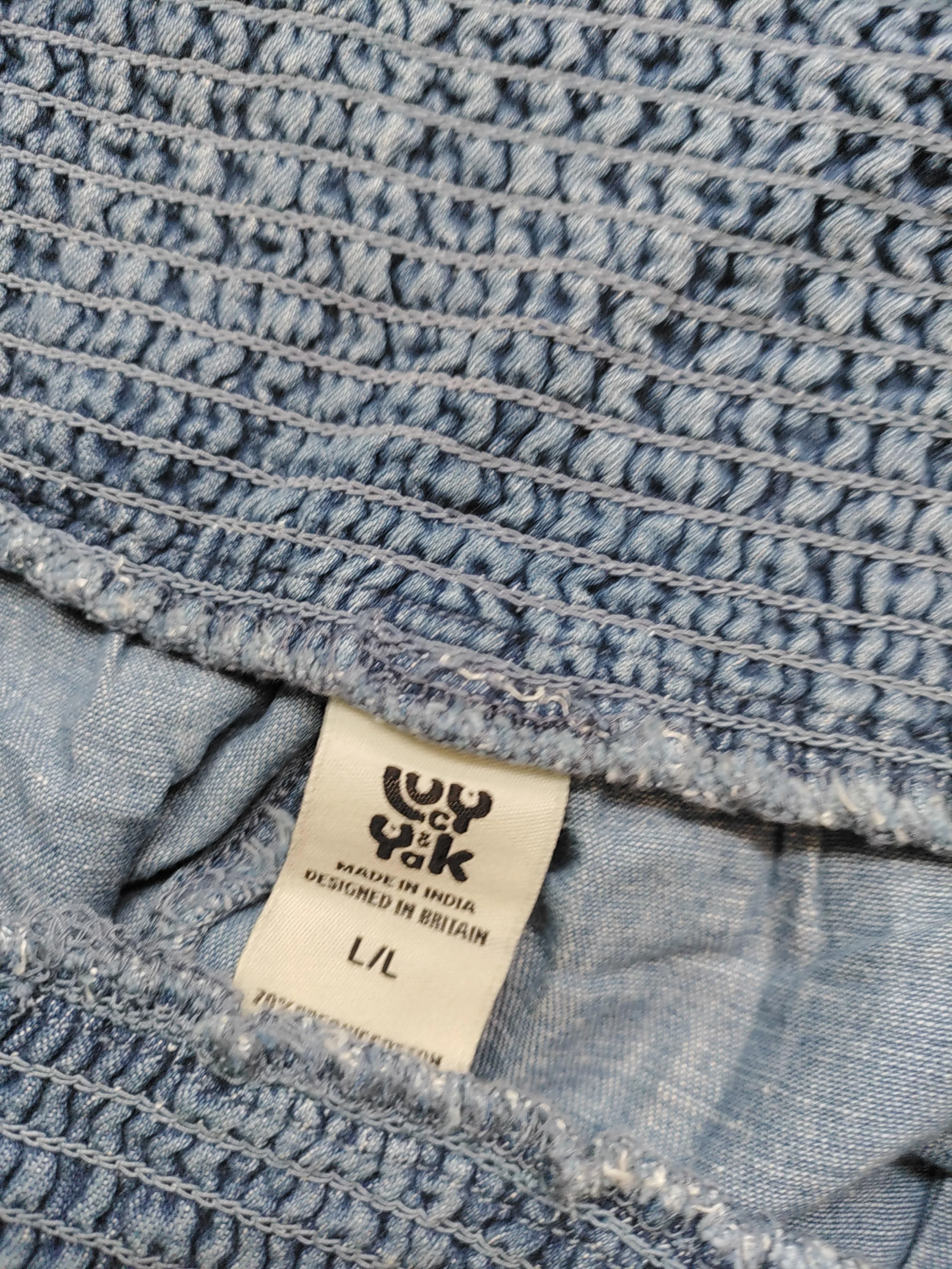 Lucy & Yak Women's Trousers L Blue Cotton with Other Wide-Leg Sweatpants - Image 5