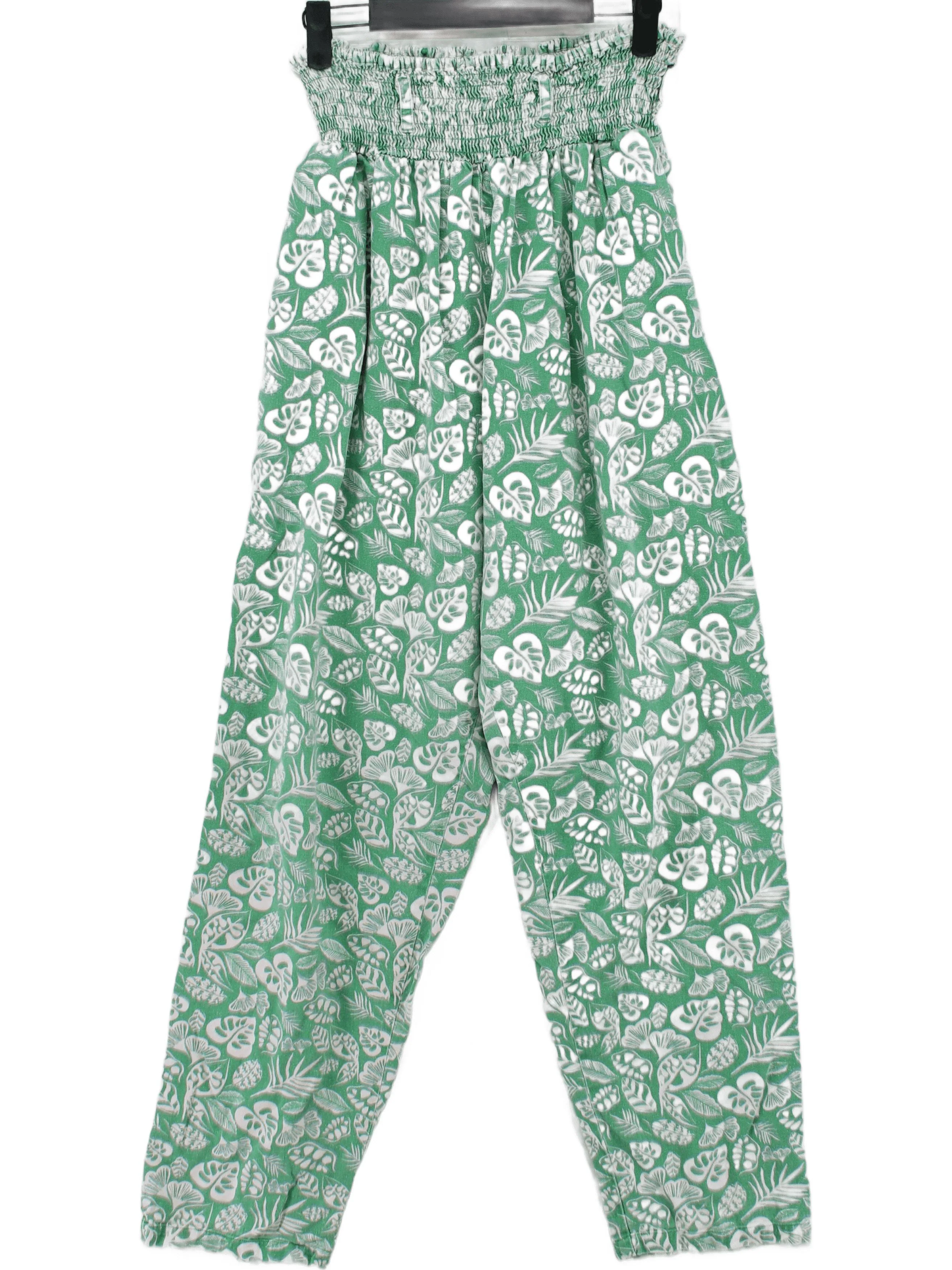 Lucy & Yak Women's Trousers L Green Floral 100% Cotton Tapered Sweatpants
