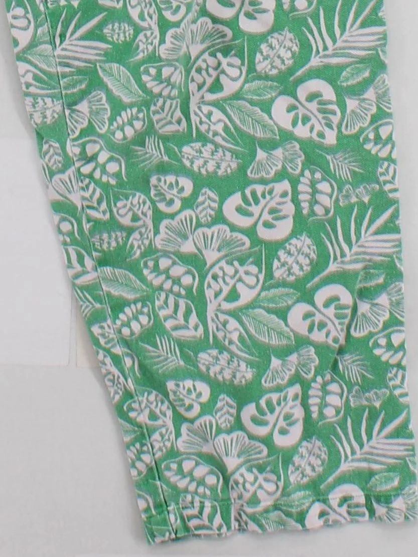 Lucy & Yak Women's Trousers L Green Floral 100% Cotton Tapered Sweatpants - Image 4