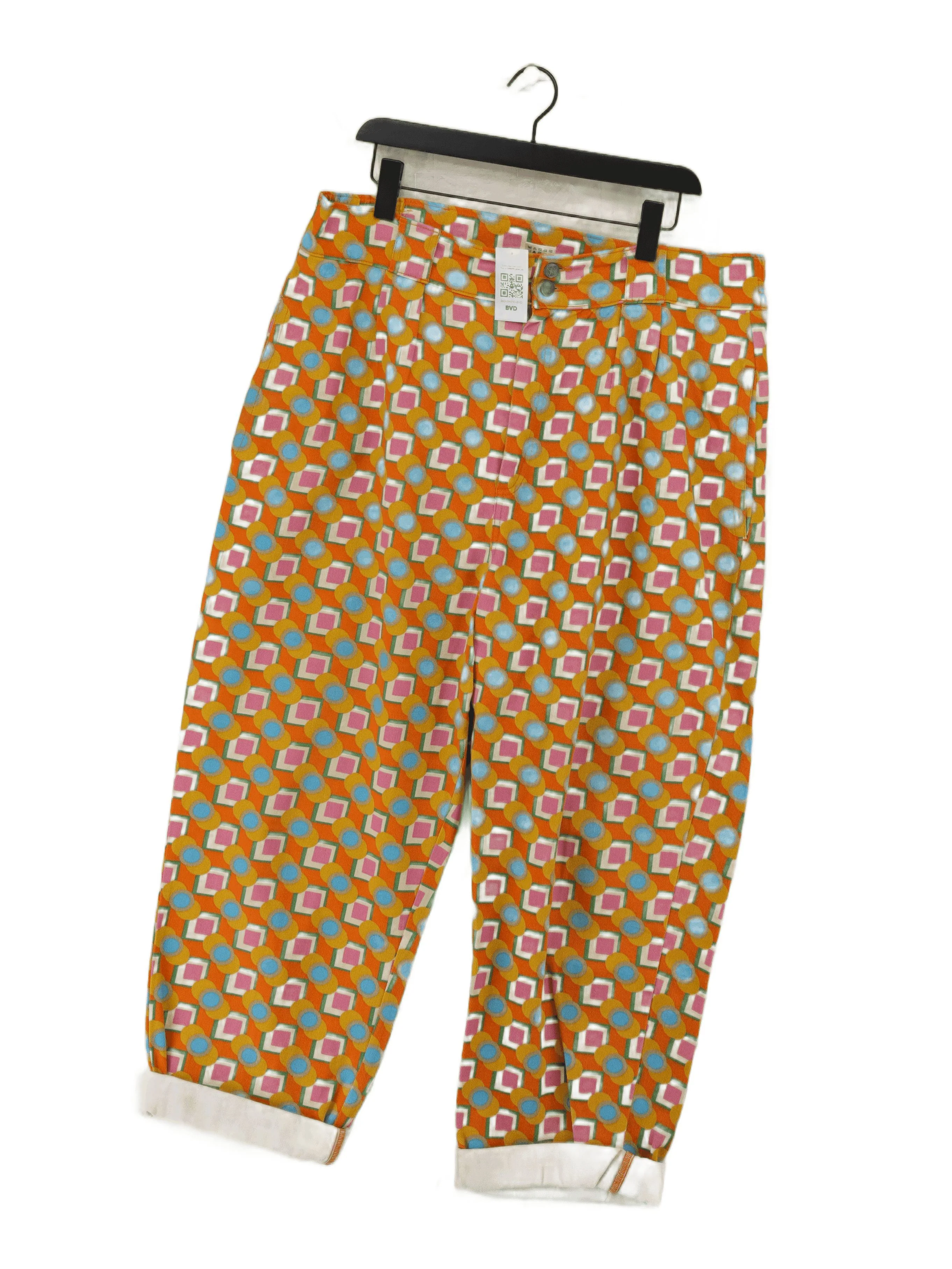 Lucy & Yak Women's Trousers L Multi Geometric 100% Cotton Straight Chino