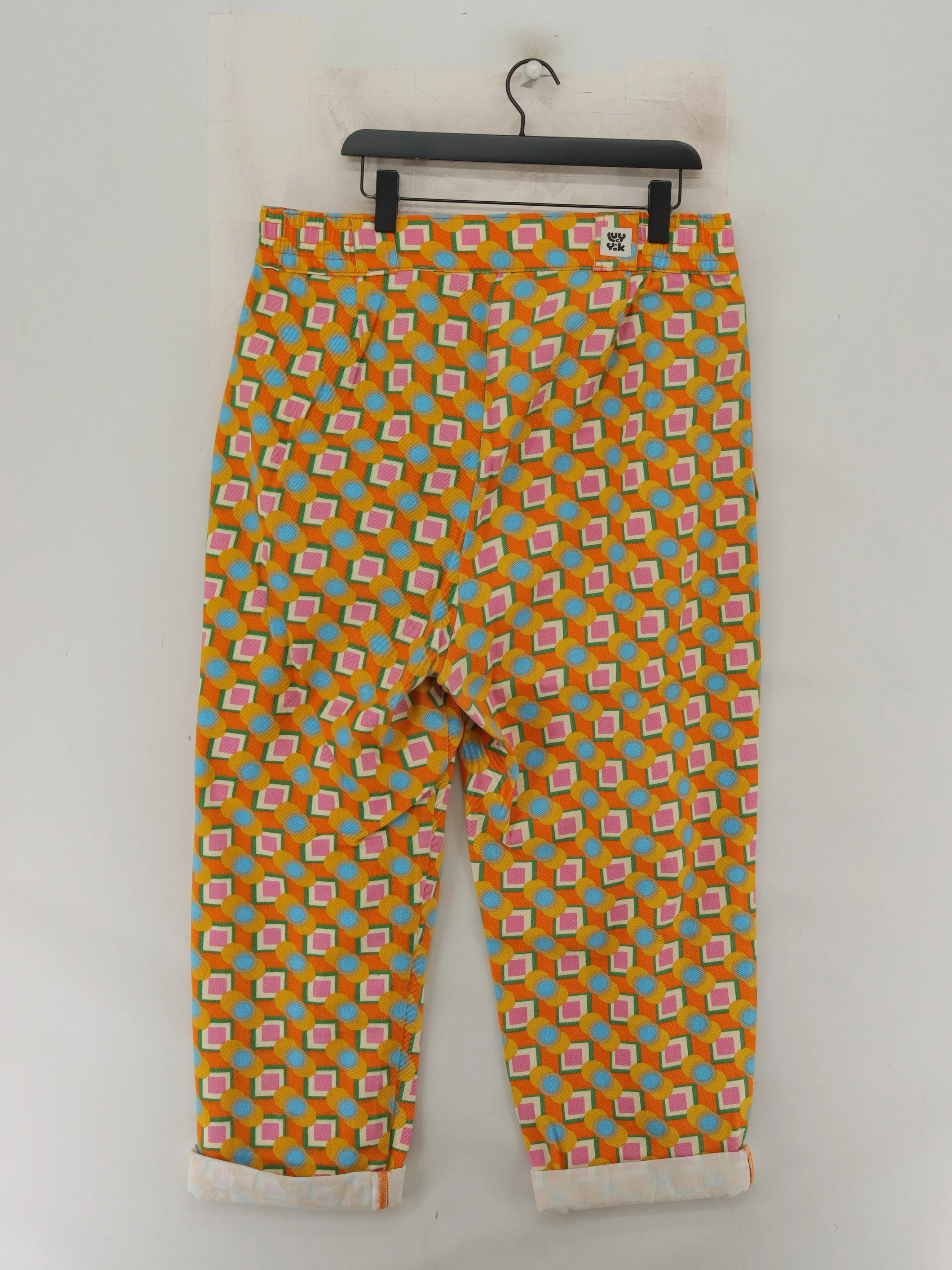 Lucy & Yak Women's Trousers L Multi Geometric 100% Cotton Straight Chino - Image 2