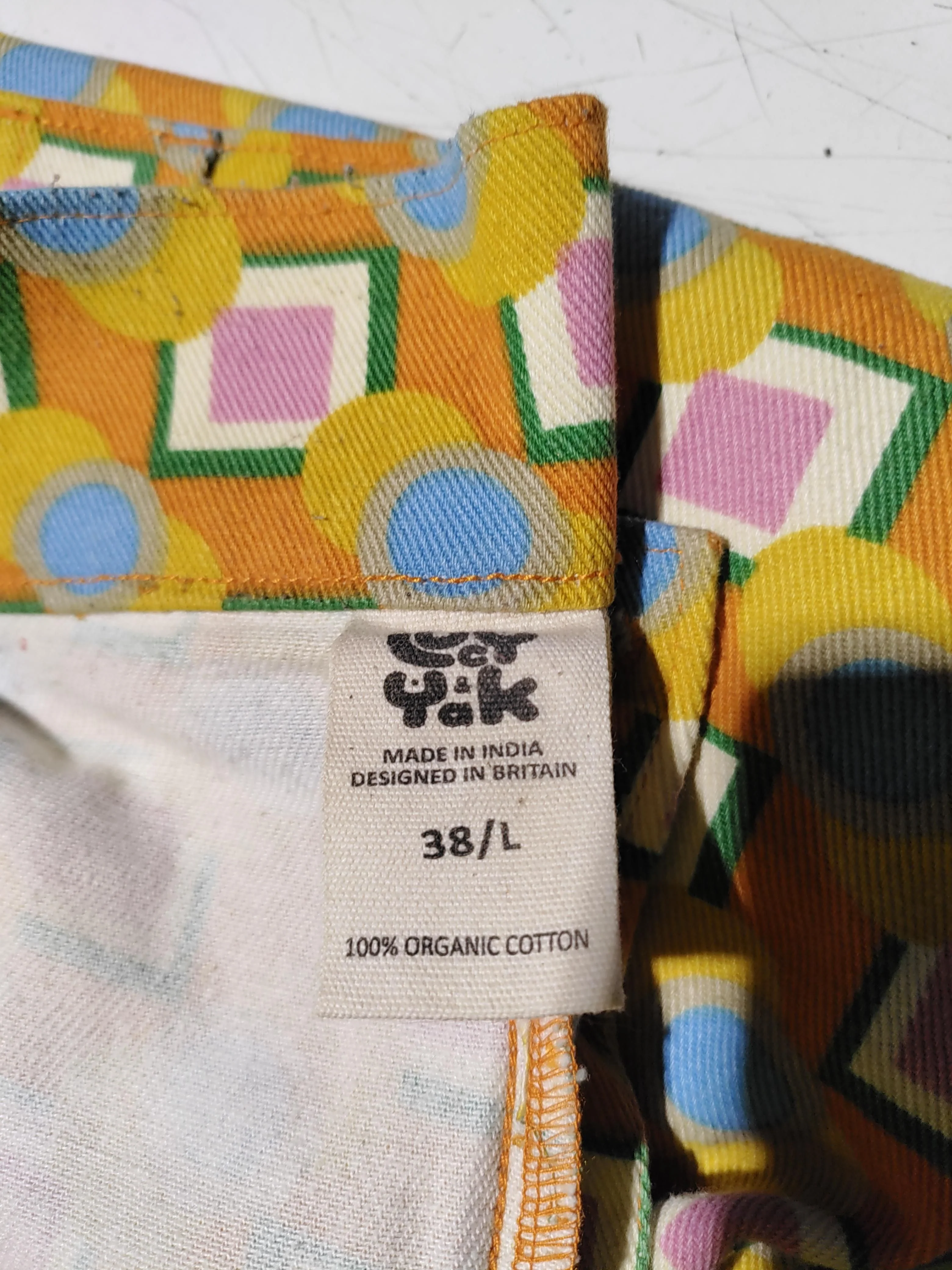 Lucy & Yak Women's Trousers L Multi Geometric 100% Cotton Straight Chino - Image 5