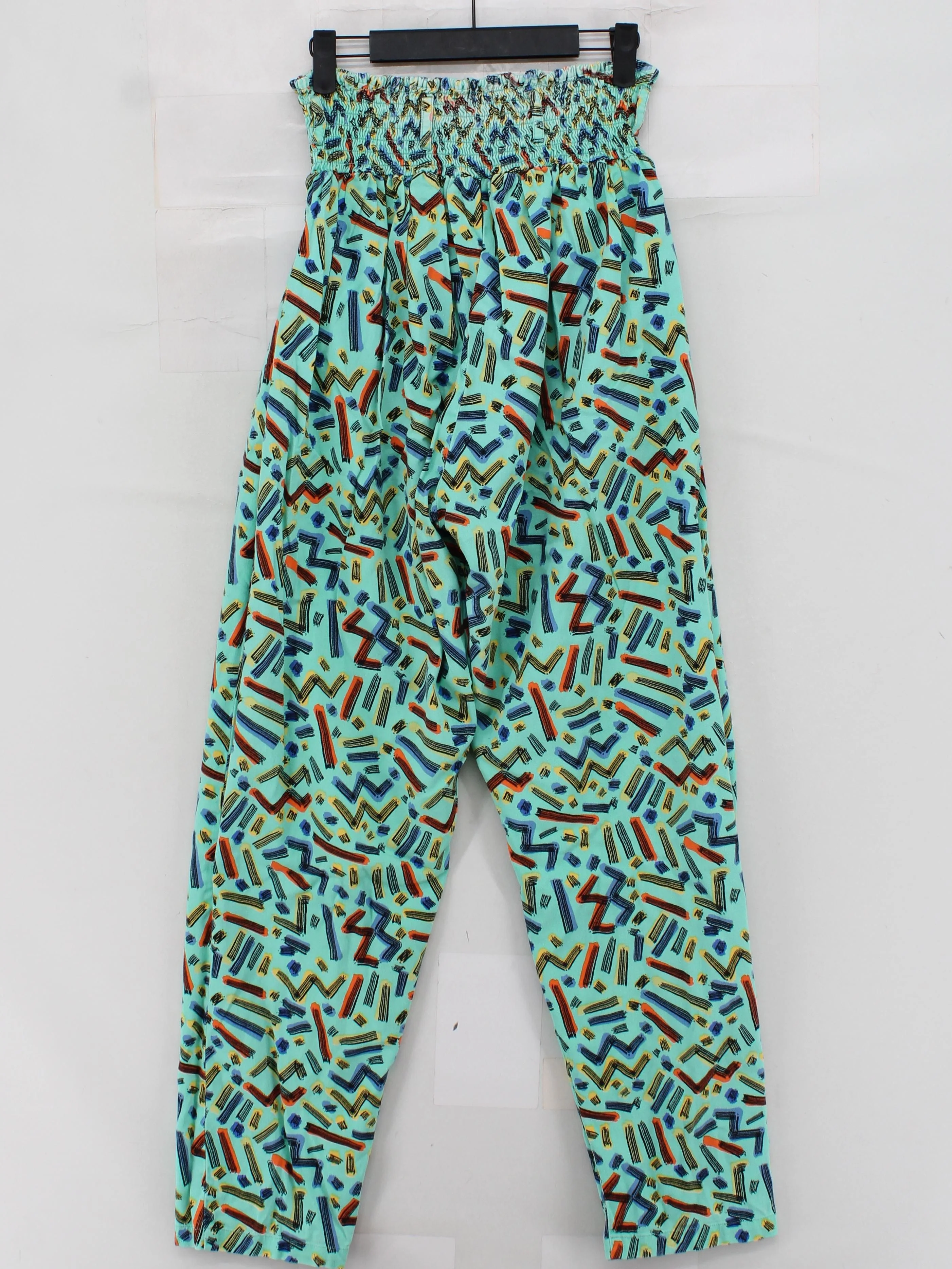 Lucy & Yak Women's Trousers L Multi Geometric 100% Cotton Tapered Sweatpants - Image 2