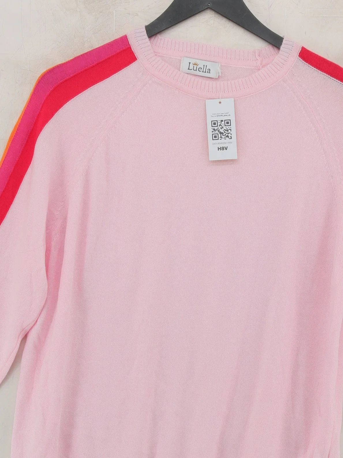 Luella Women's Jumper M Pink Striped 100% Other Crew Neck Pullover - Image 3
