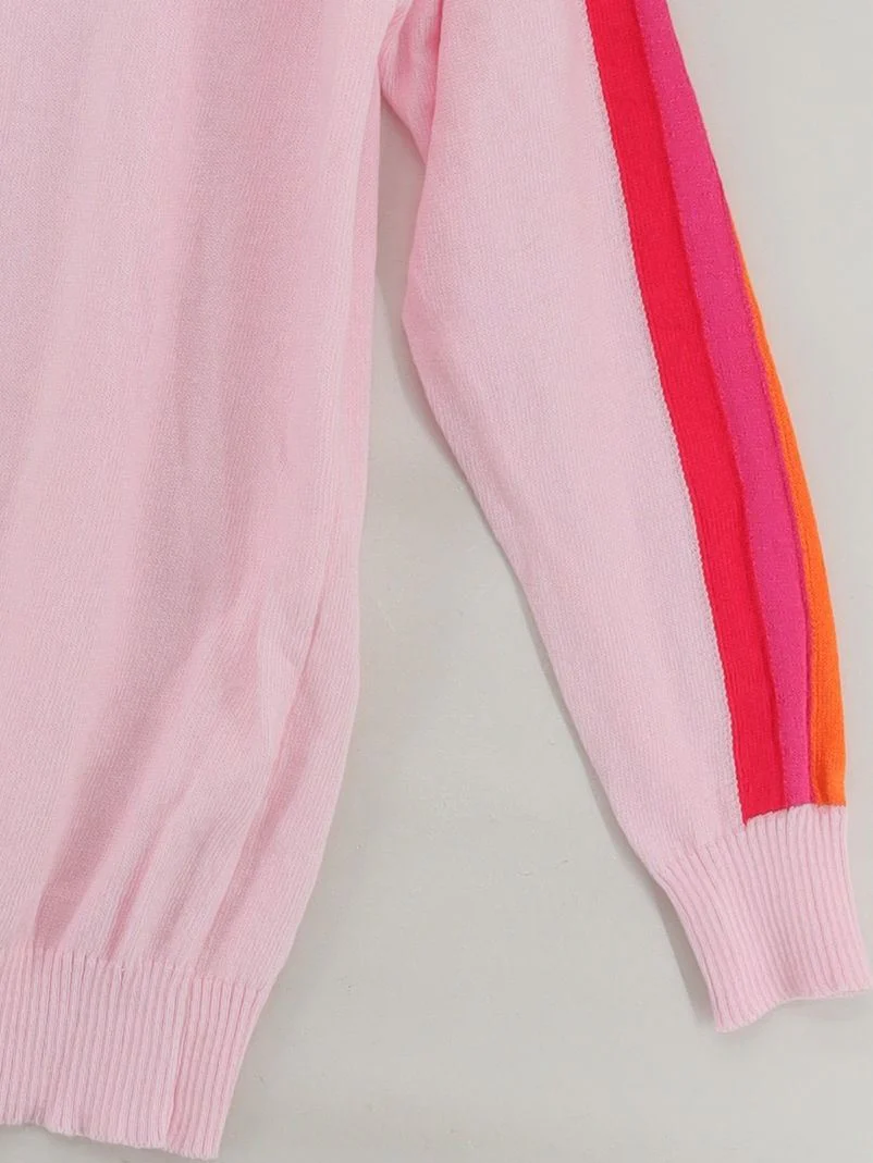 Luella Women's Jumper M Pink Striped 100% Other Crew Neck Pullover - Image 4