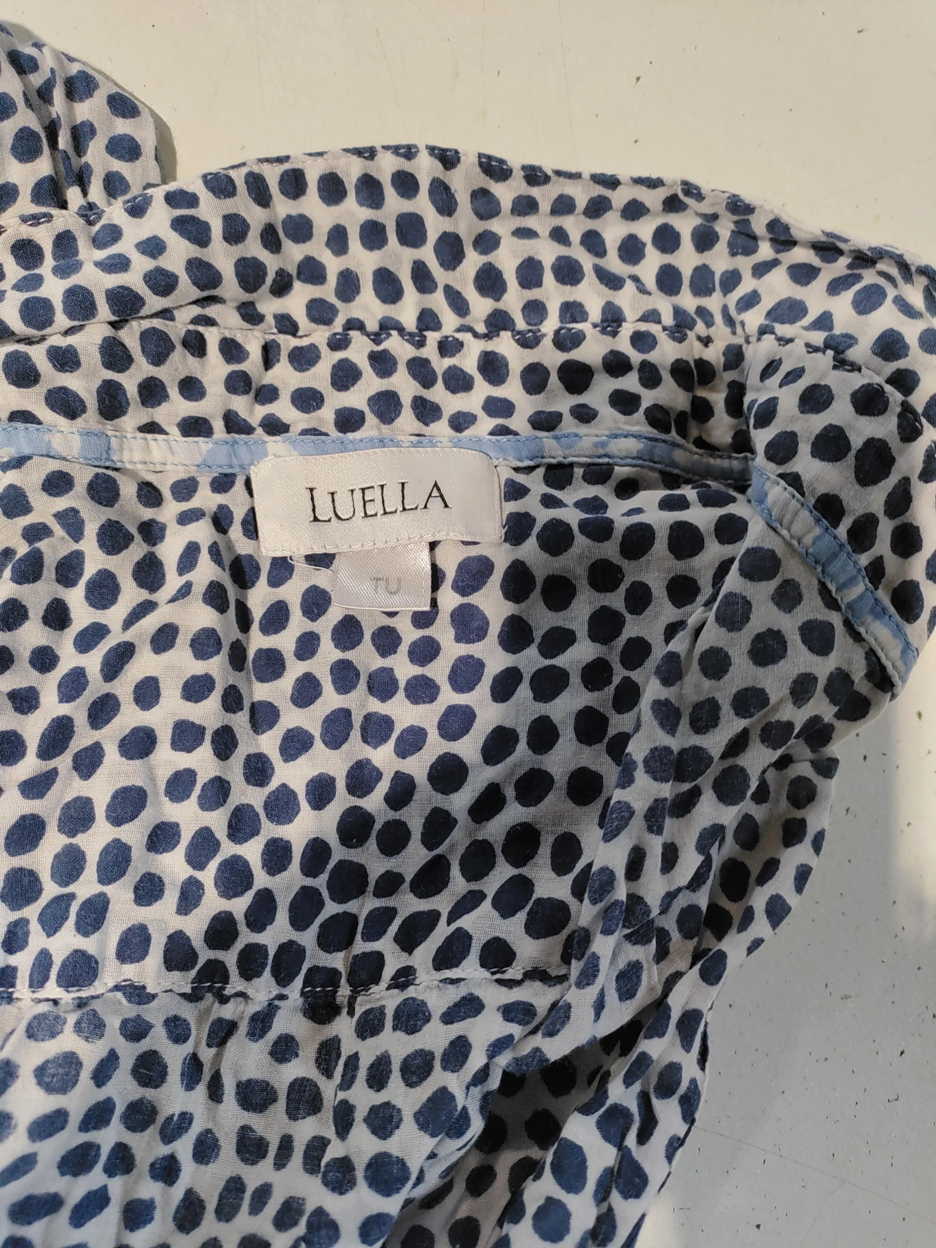 Luella Women's Shirt Blue Polkadot 100% Cotton Long Sleeve Collared Basic - Image 5