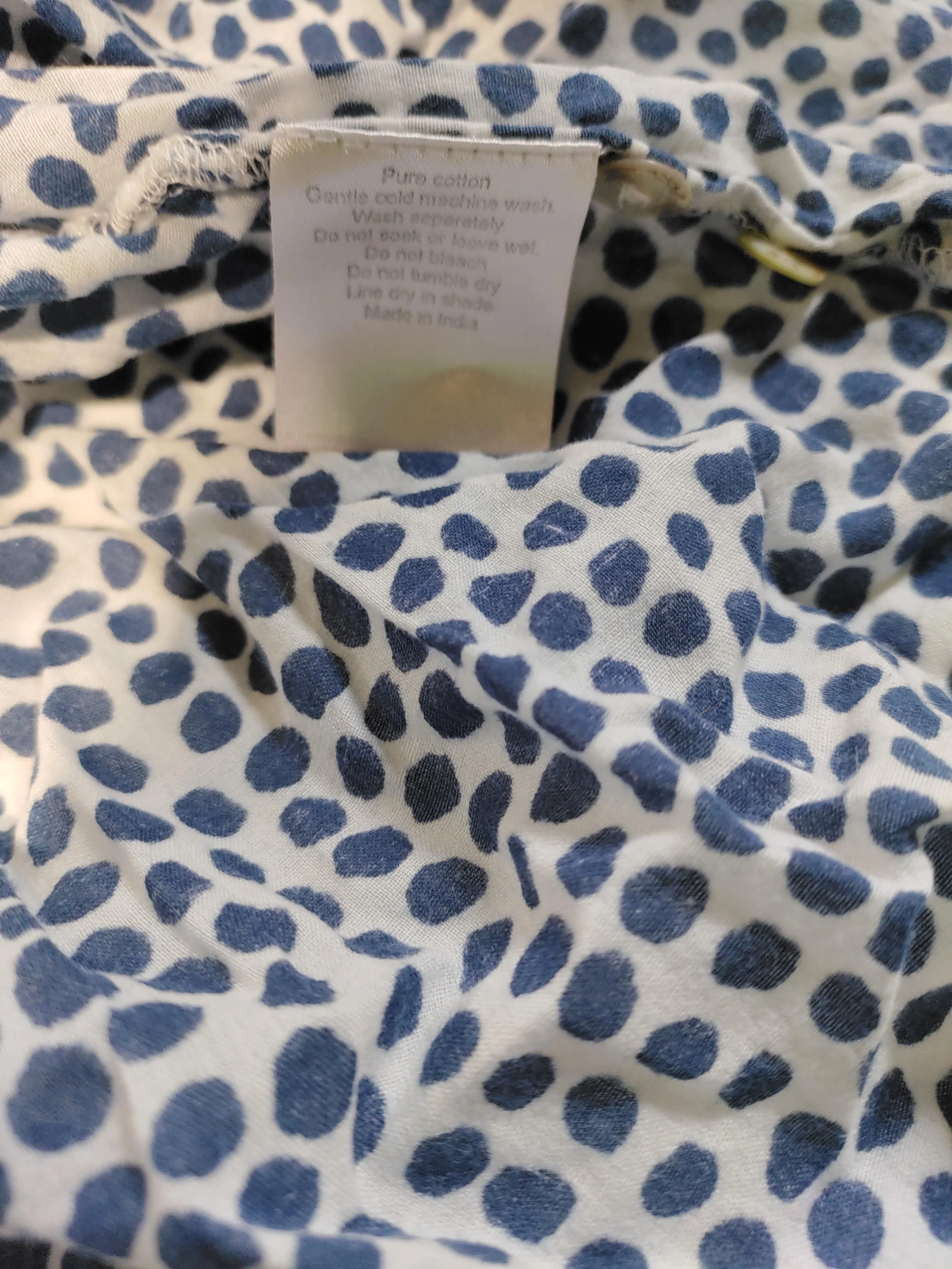 Luella Women's Shirt Blue Polkadot 100% Cotton Long Sleeve Collared Basic - Image 6