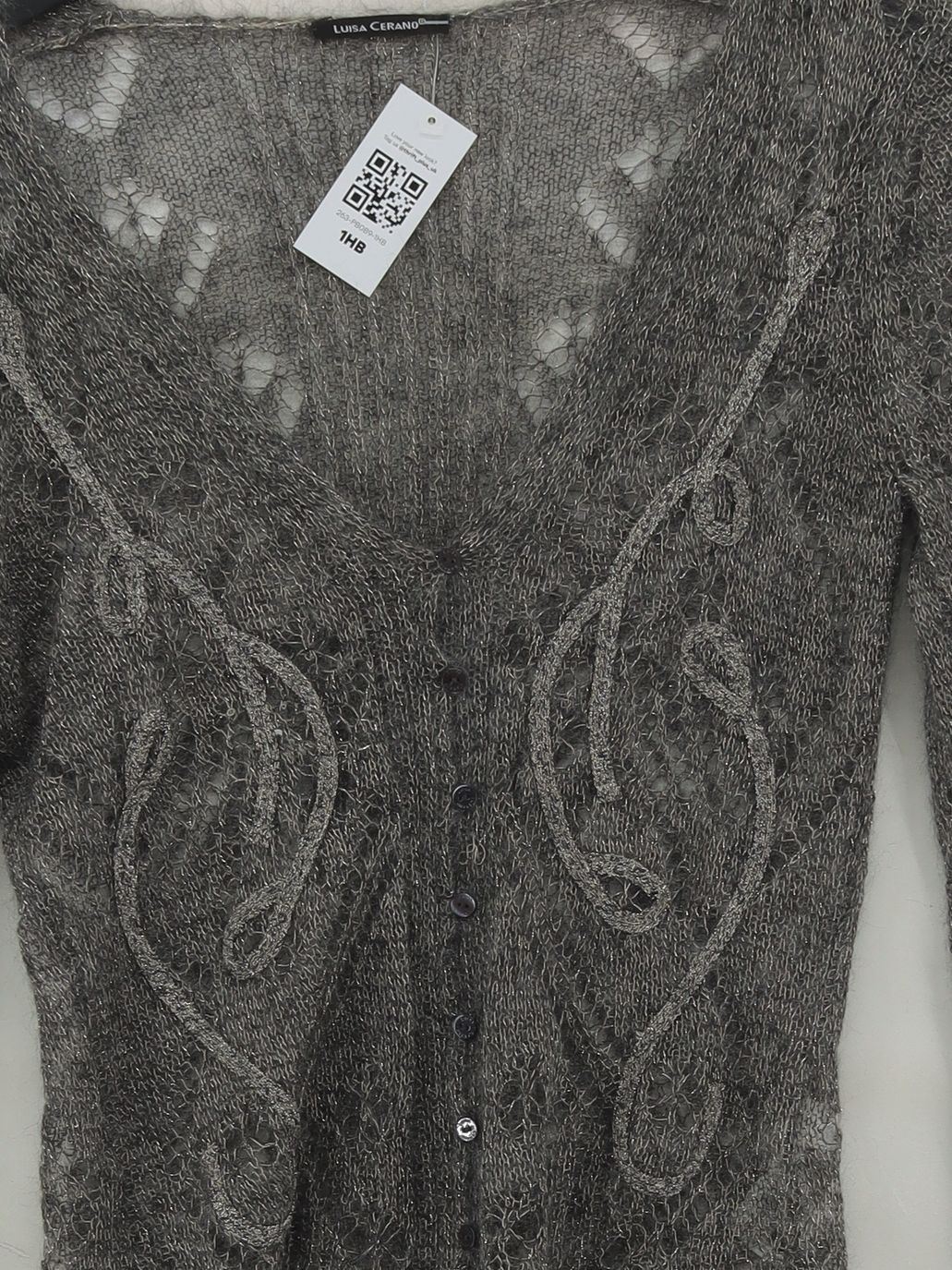 Luisa Cerano Women's Cardigan UK 10 Grey Polyamide - Image 3