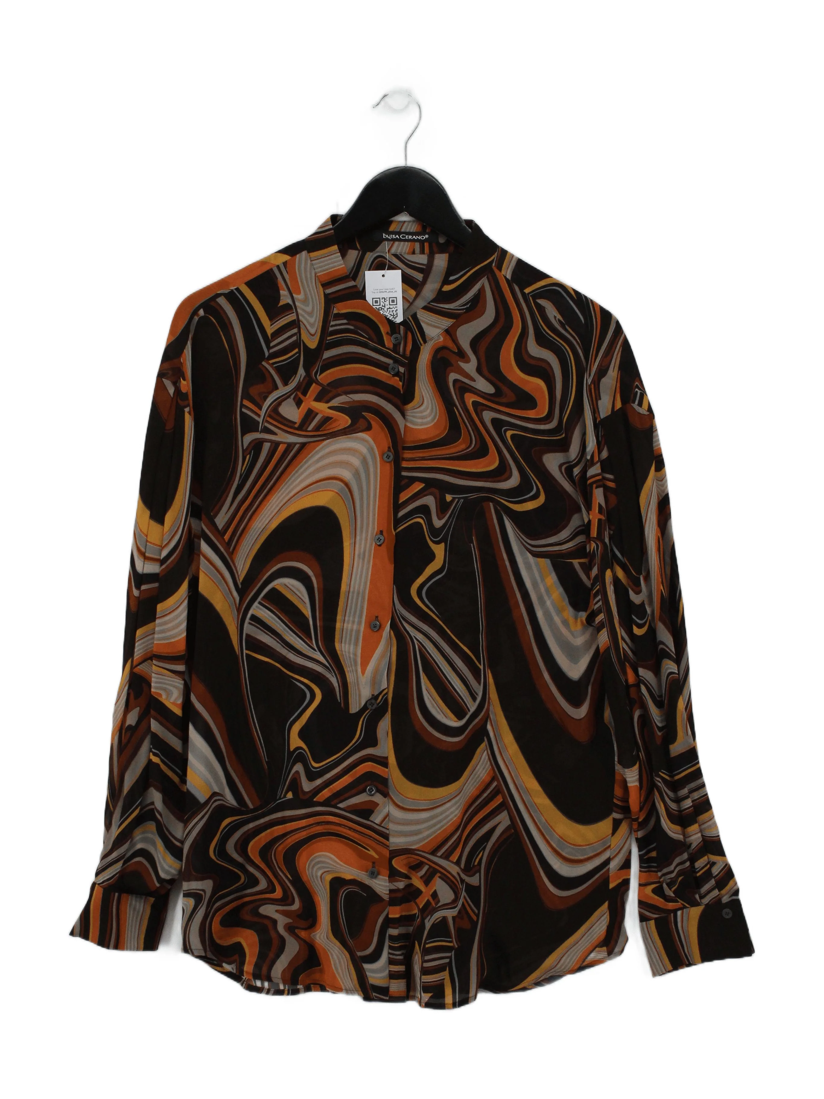Luisa Cerano Women's Shirt M Multi 100% Viscose Long Sleeve Collared Basic