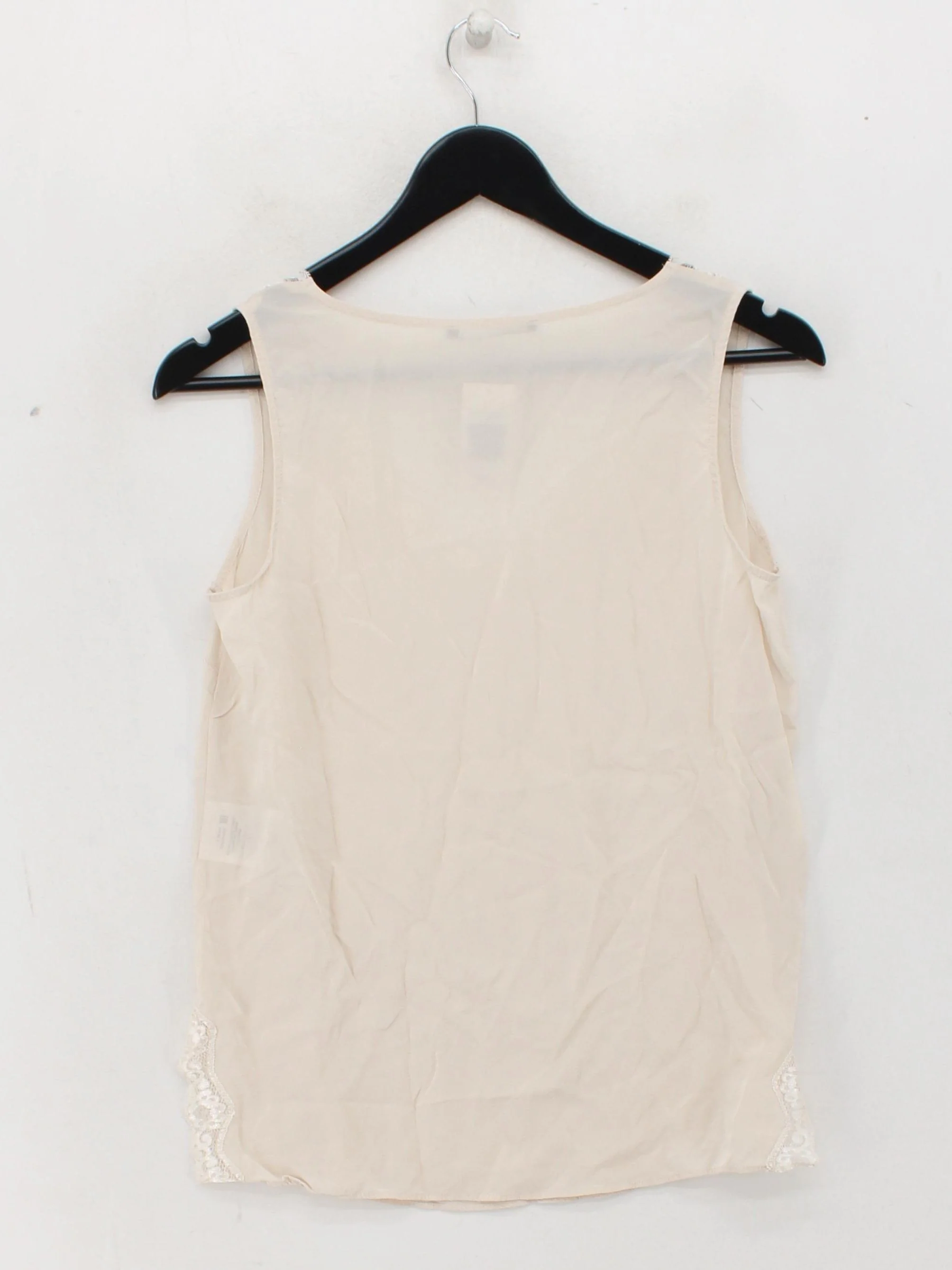 Luisa Cerano Women's Top UK 10 Cream Silk with Polyester Sleeveless V-Neck Basic - Image 2