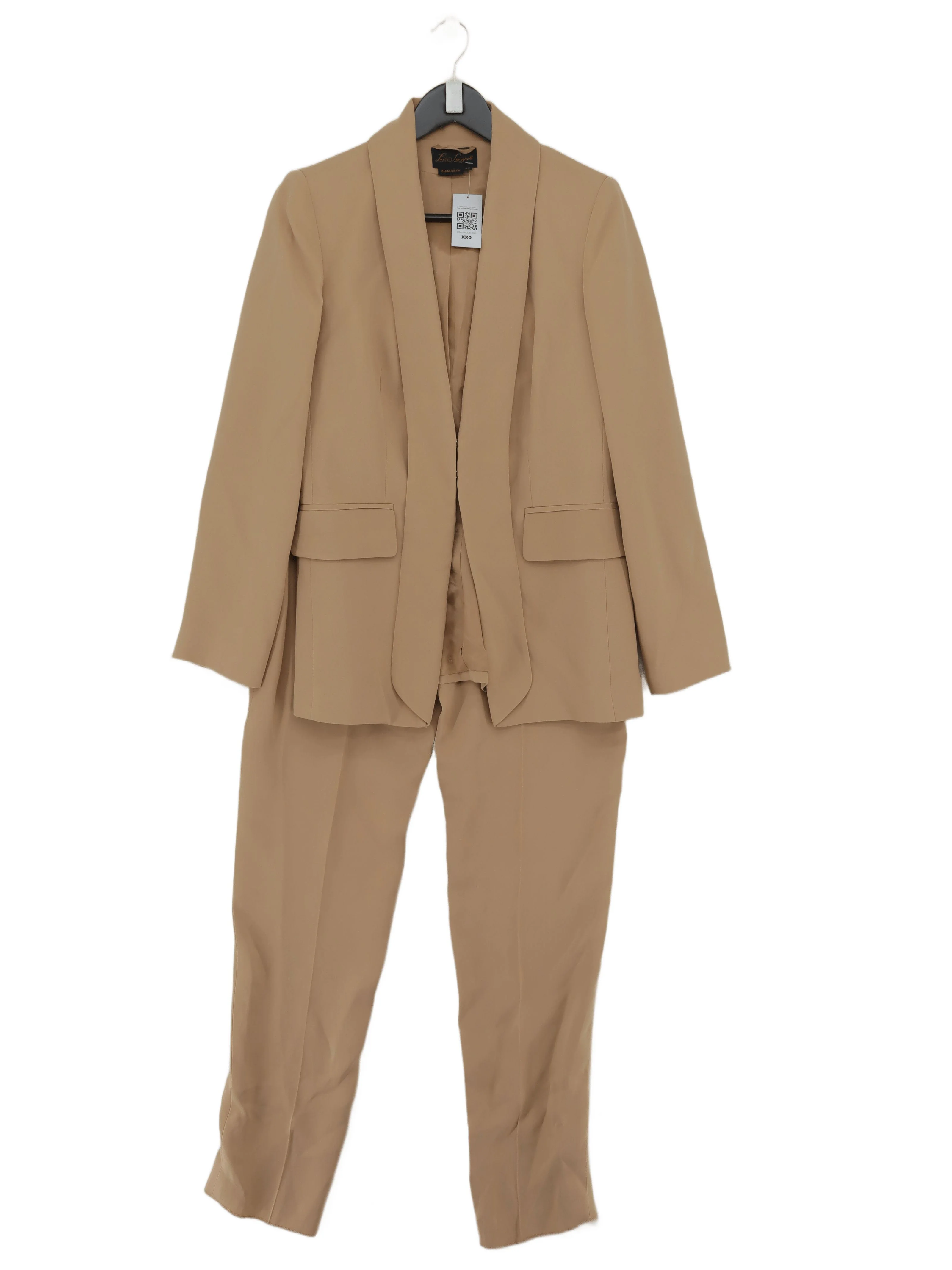 Luisa Spagnoli Women's Two Piece Suit UK 10 Tan 100% Silk Trouser Suit