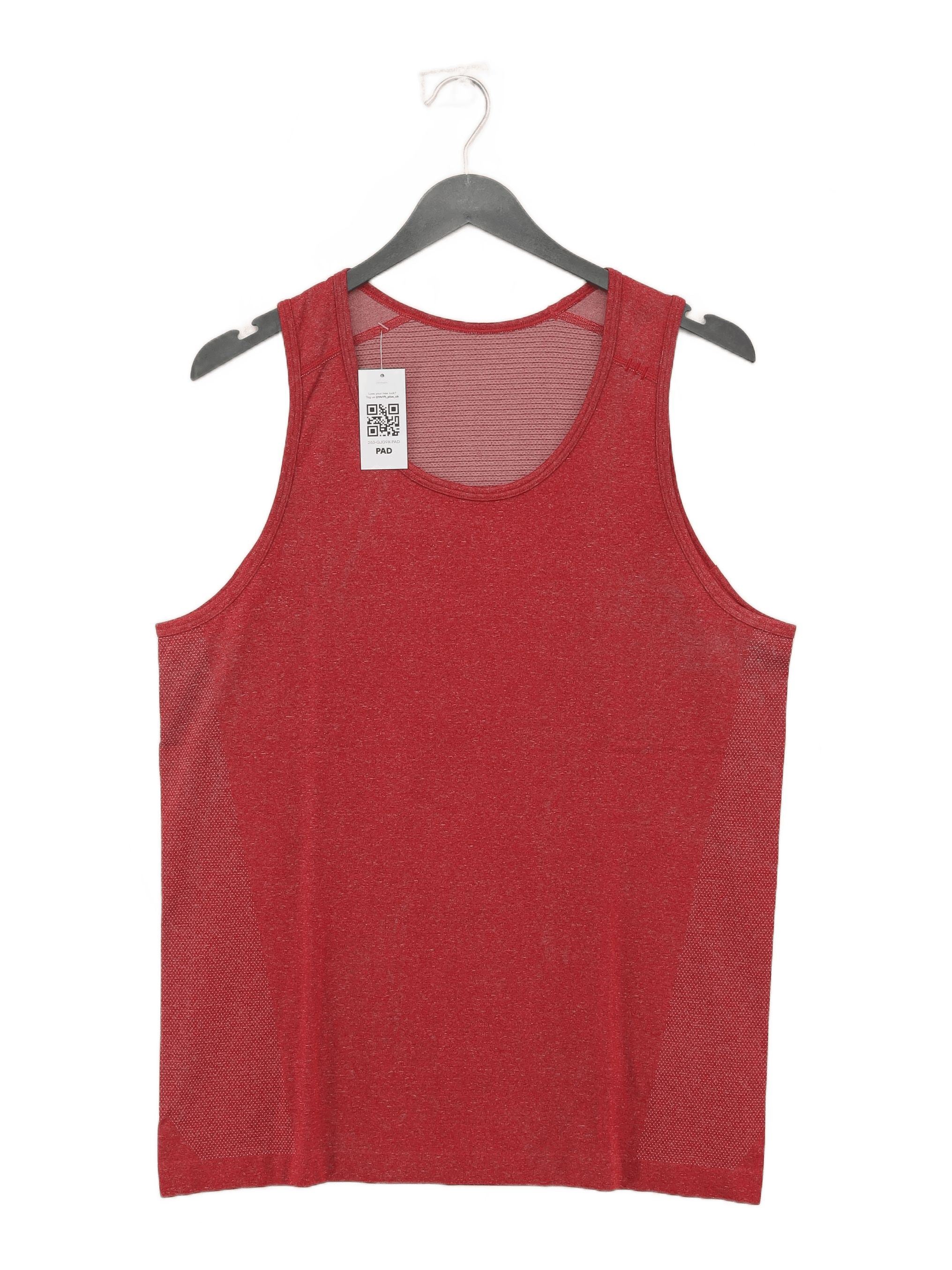 Lululemon Men's T-Shirt L Red Polyester with Nylon, Elastane Basic