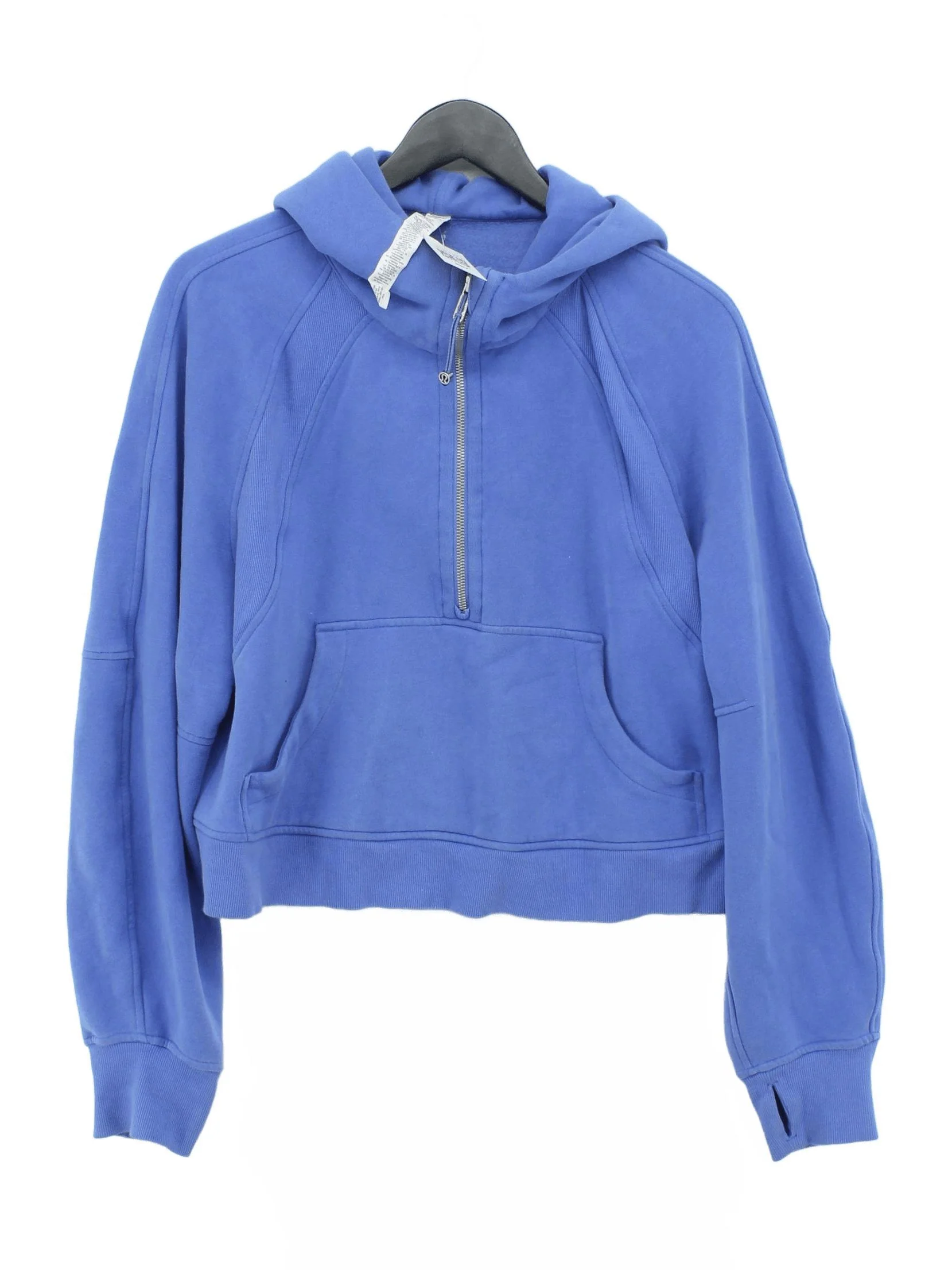 Lululemon Women's Hoodie M Blue Cotton with Polyester, Elastane Pullover