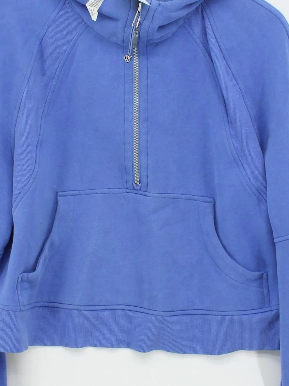 Lululemon Women's Hoodie M Blue Cotton with Polyester, Elastane Pullover - Image 3