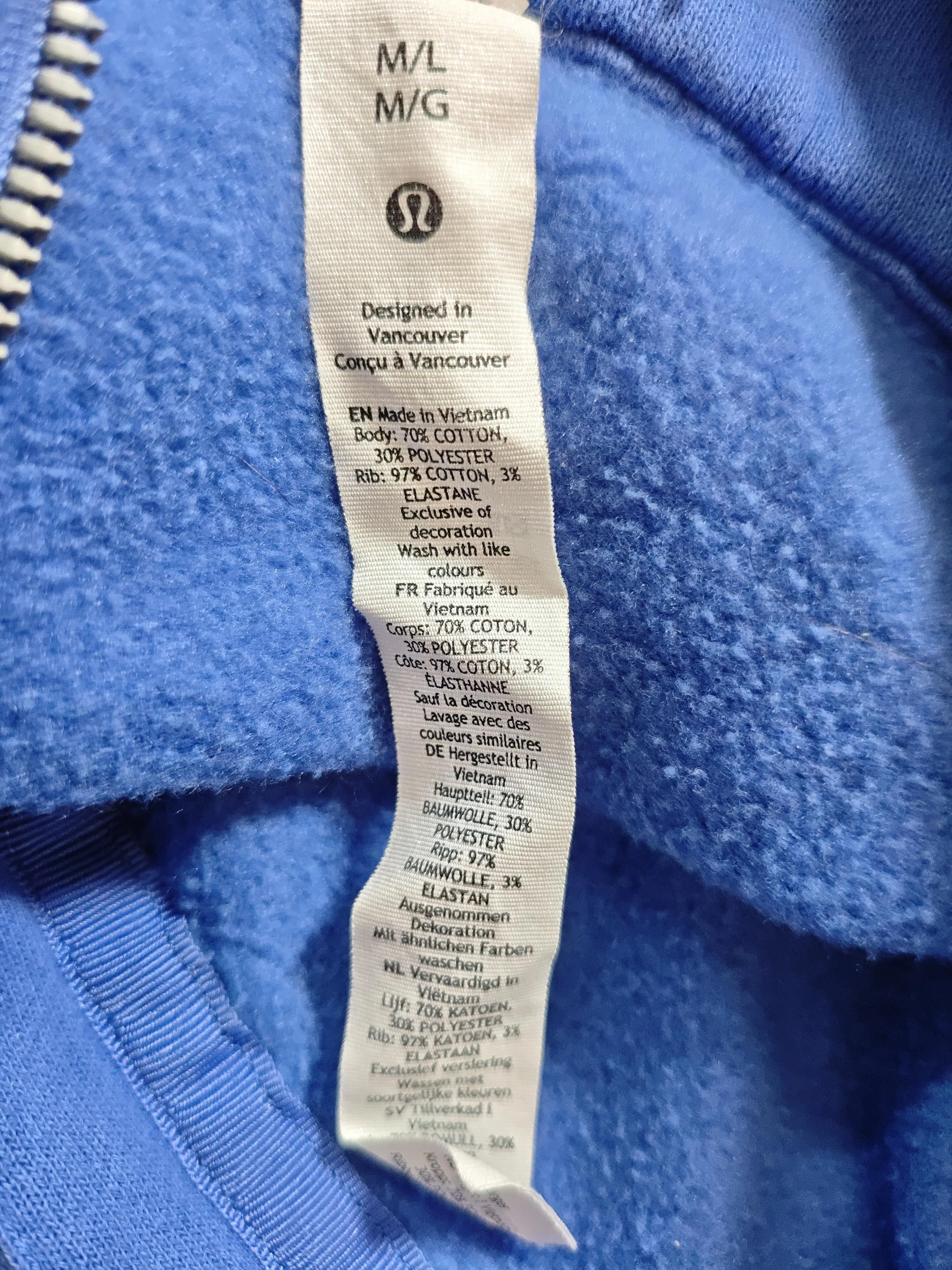 Lululemon Women's Hoodie M Blue Cotton with Polyester, Elastane Pullover - Image 7