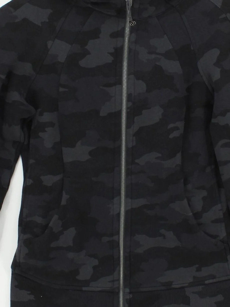 Lululemon Women's Hoodie S Black Camo Cotton with Polyester, Elastane Pullover - Image 3