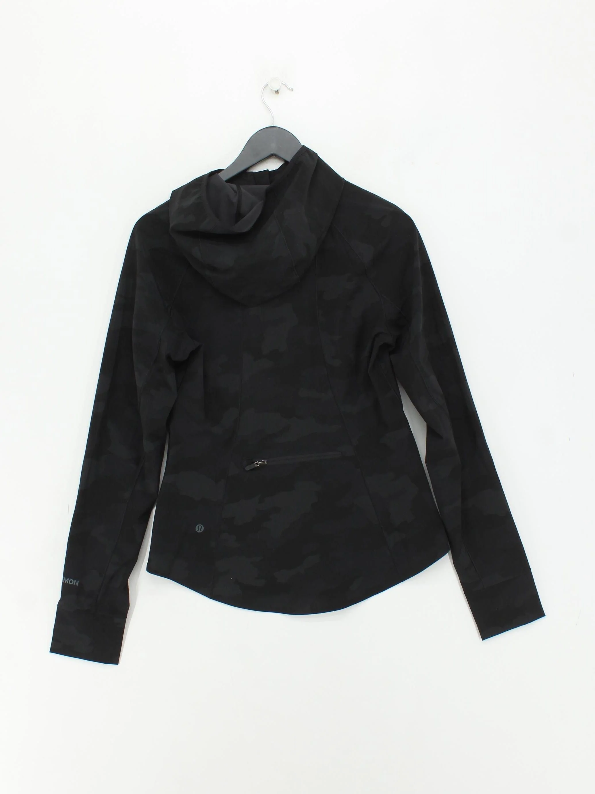 Lululemon Women's Hoodie S Black Camo Polyester with Elastane Pullover - Image 2
