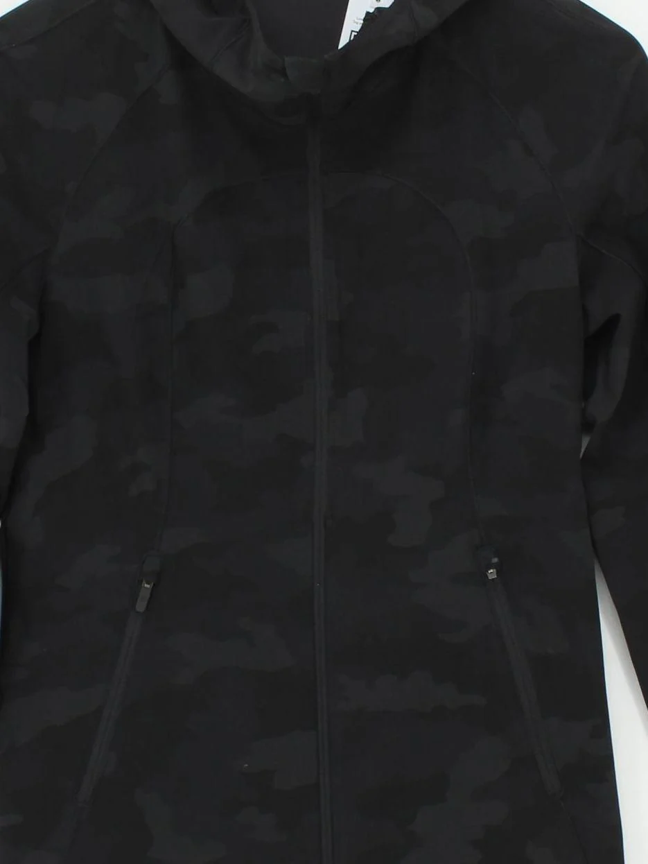 Lululemon Women's Hoodie S Black Camo Polyester with Elastane Pullover - Image 3
