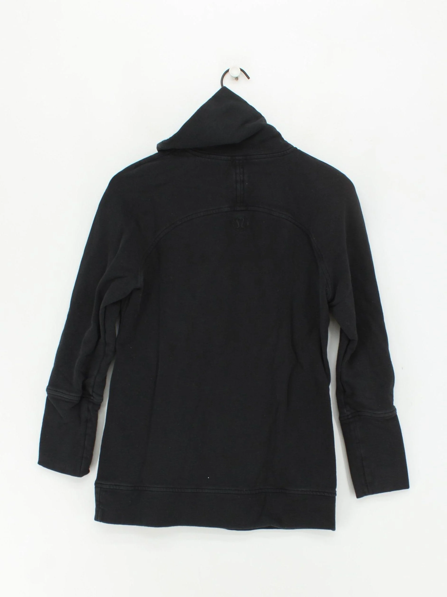 Lululemon Women's Hoodie UK 10 Black Cotton with Elastane Pullover - Image 2
