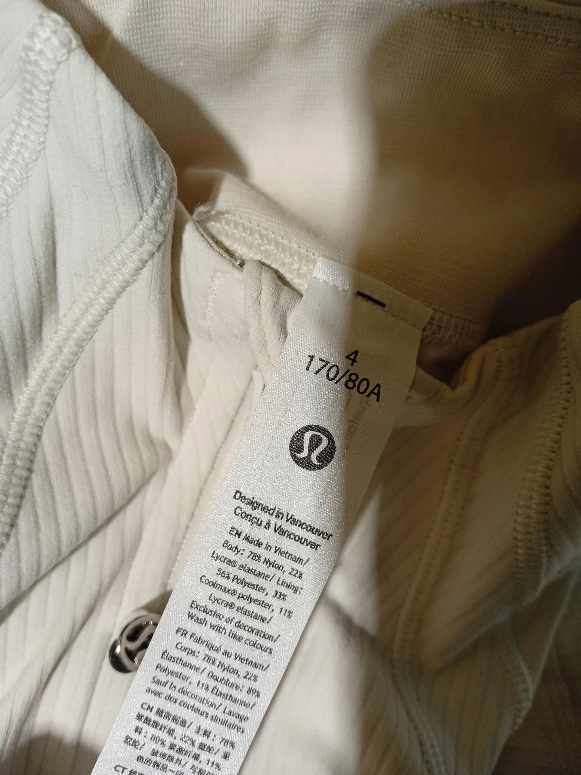 Lululemon Women's Hoodie UK 8 Cream Nylon New with tags - Image 5