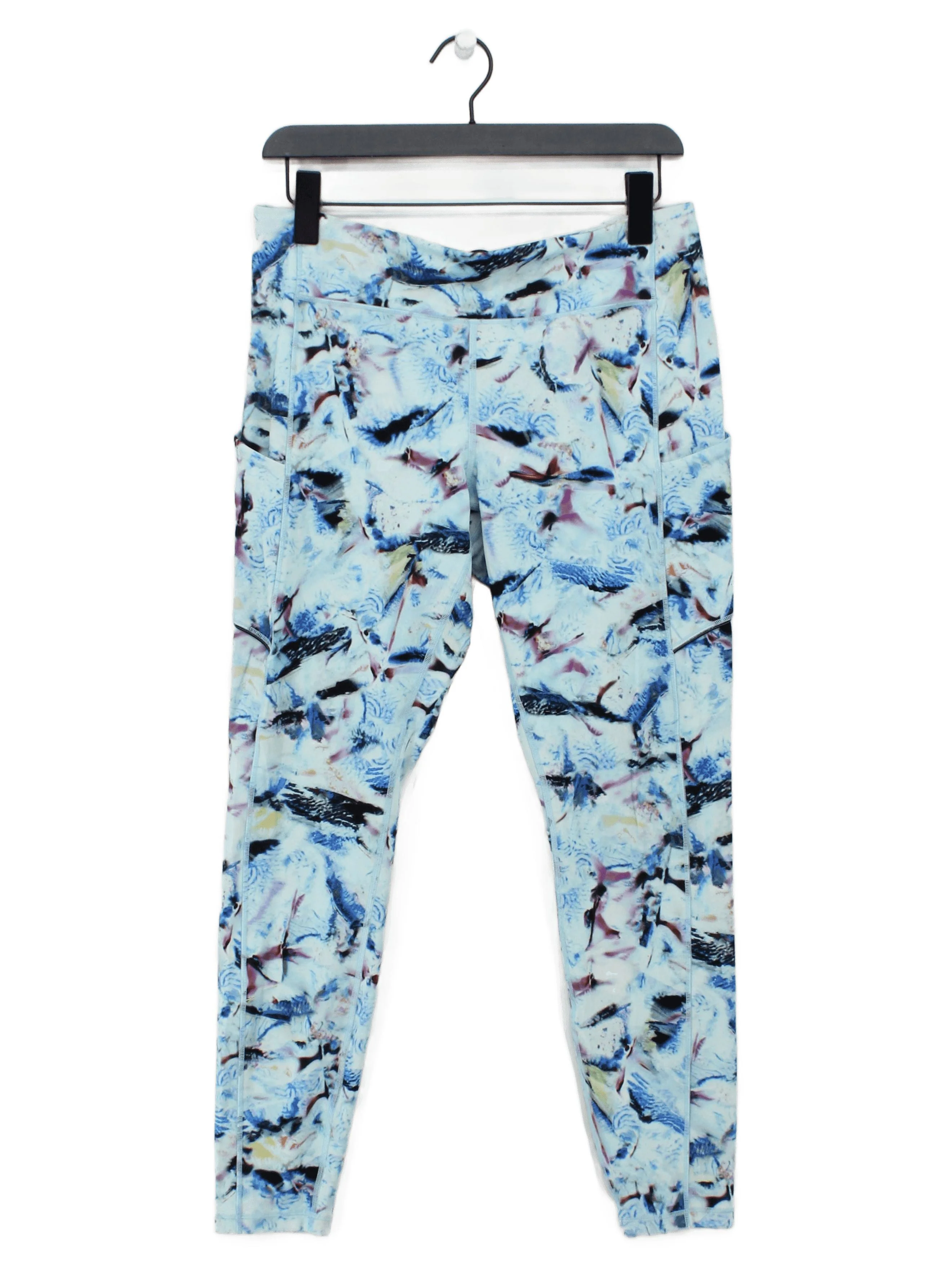 Lululemon Women's Leggings UK 12 Blue Nylon with Elastane Cropped