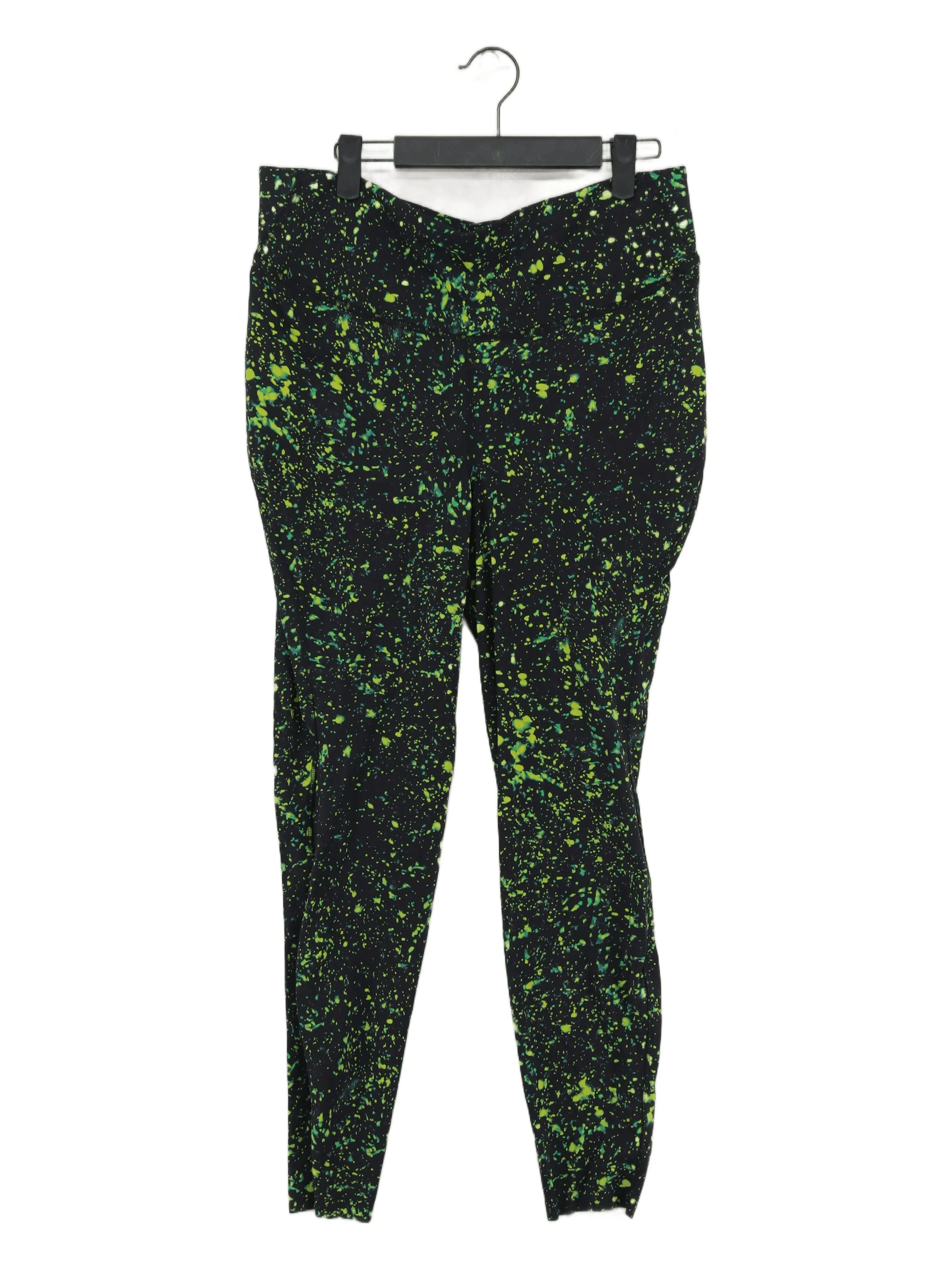 Lululemon Women's Leggings UK 20 Black Graphic Nylon with Elastane Full length
