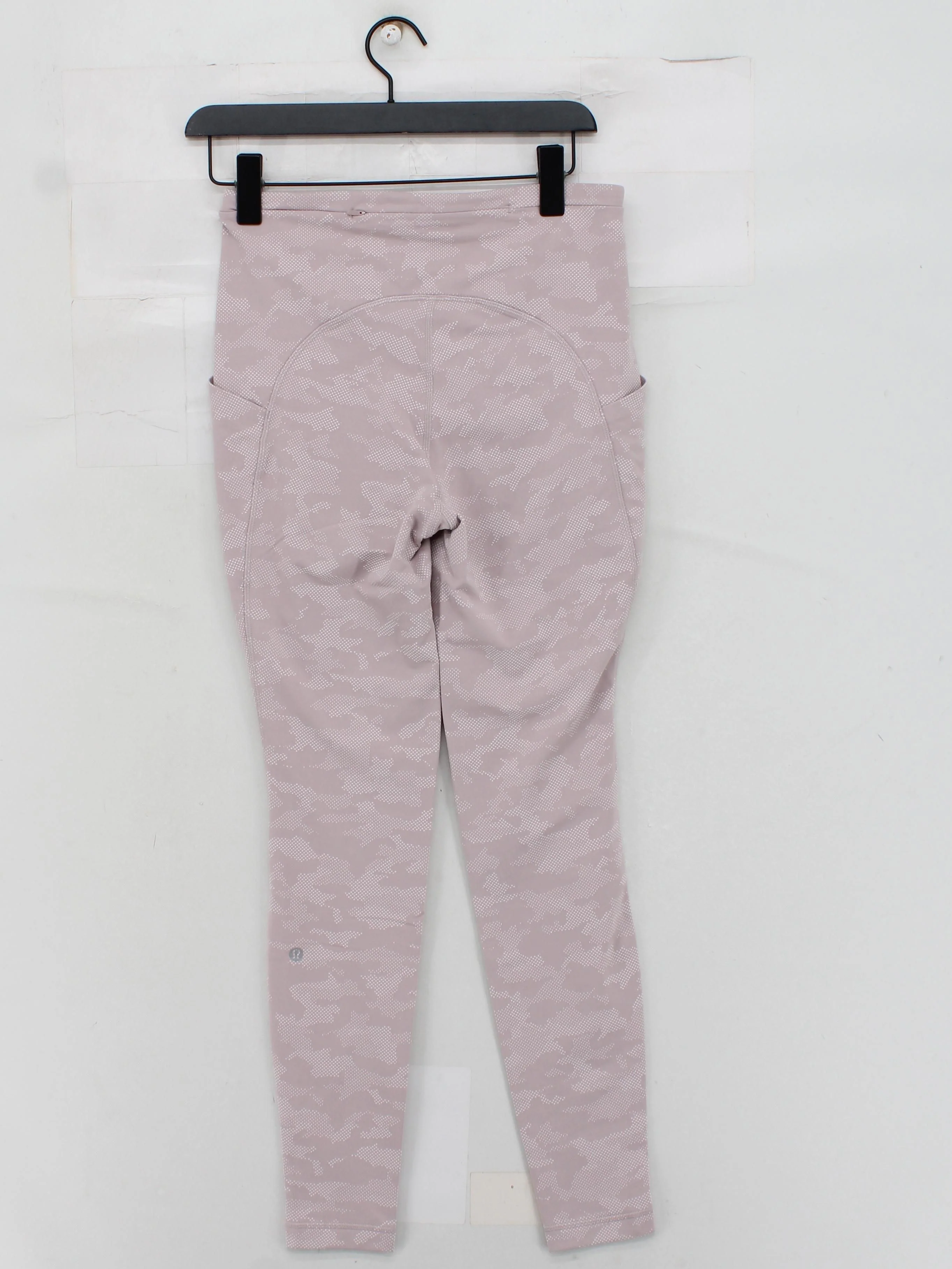 Lululemon Women's Leggings UK 8 Pink Geometric Nylon with Elastane Full length - Image 2