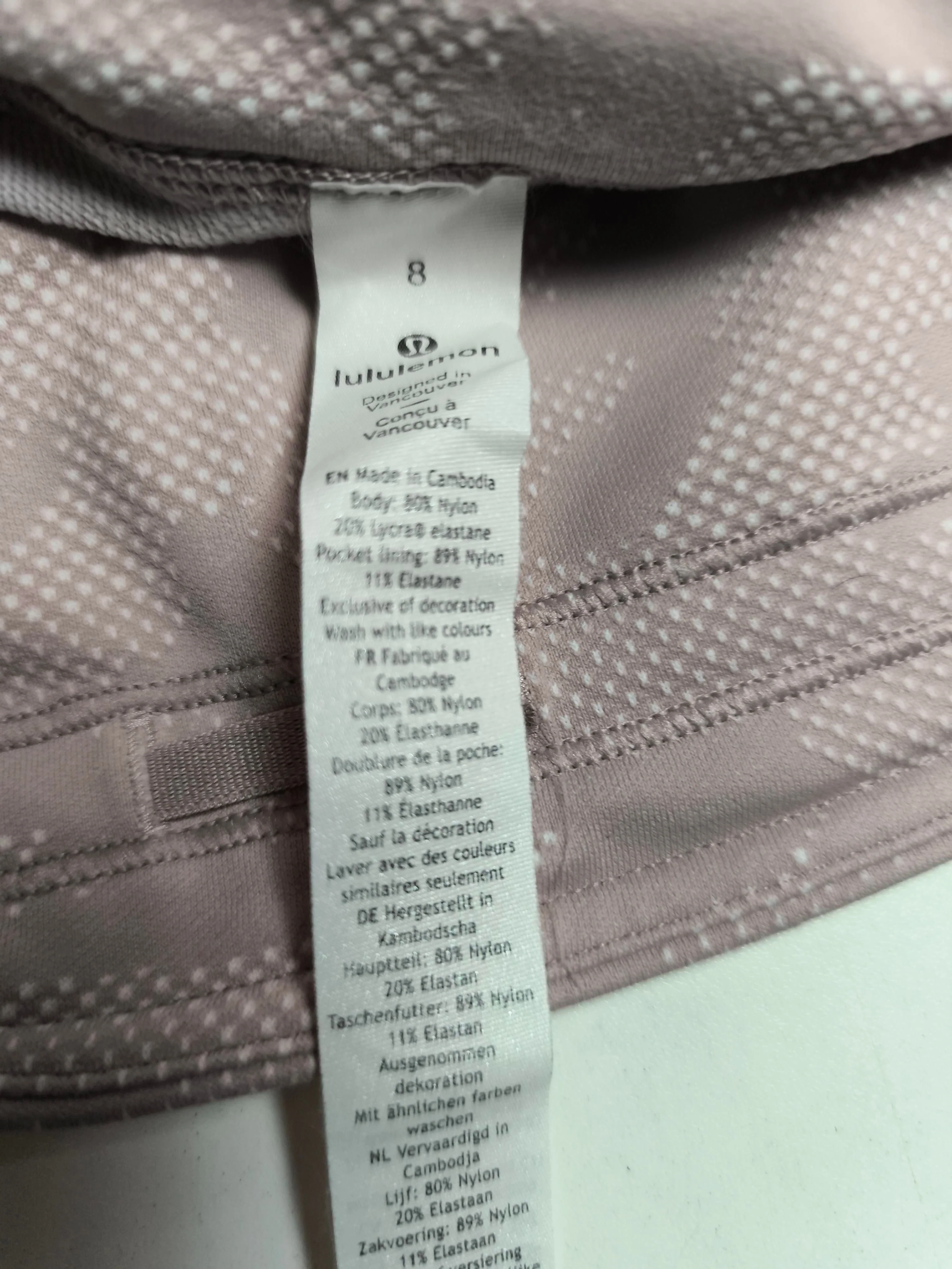 Lululemon Women's Leggings UK 8 Pink Geometric Nylon with Elastane Full length - Image 6