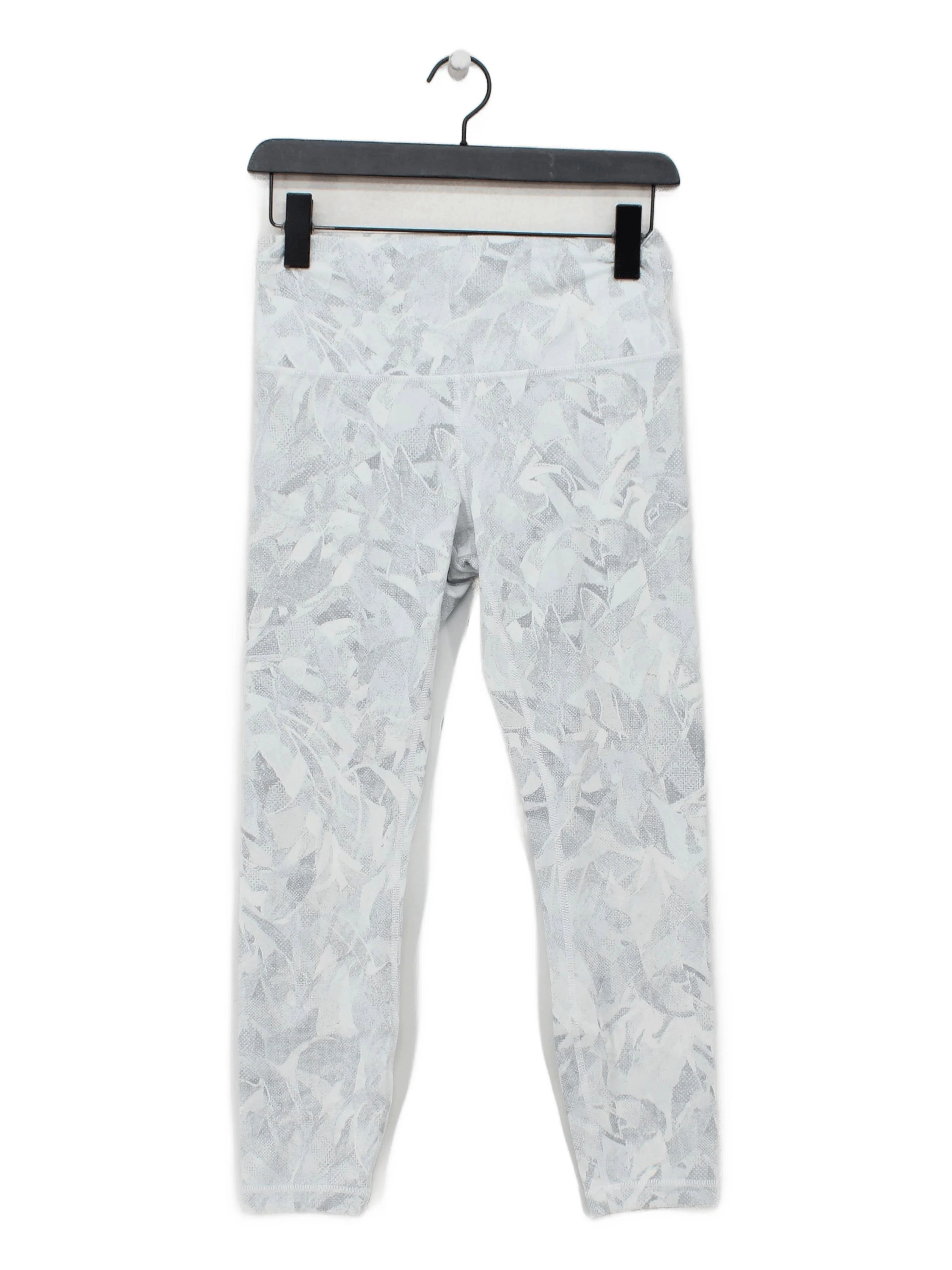 Lululemon Women's Leggings UK 8 White Geometric Polyester with Elastane Cropped