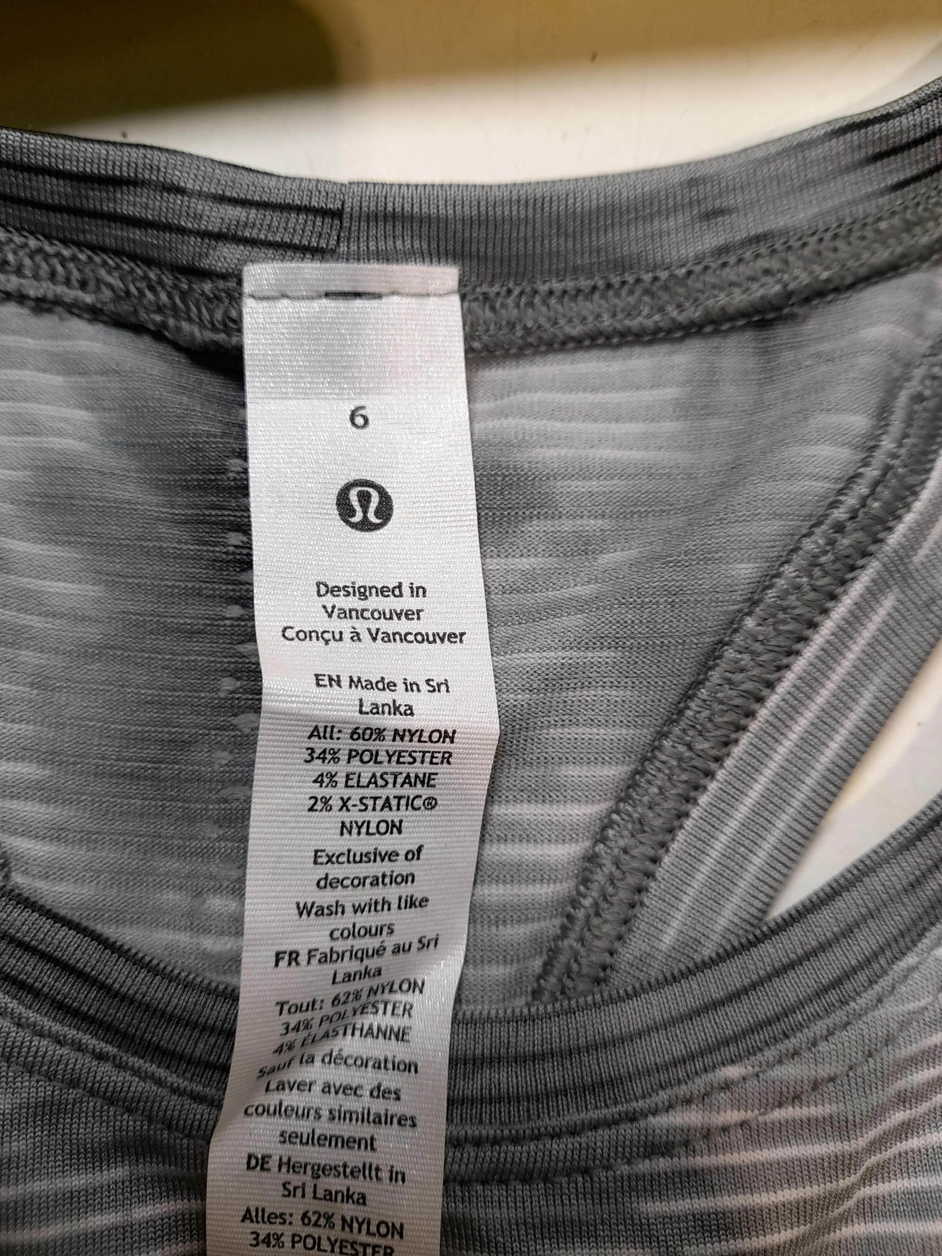 Lululemon Women's T-Shirt UK 10 Grey Nylon with Polyester, Elastane Basic - Image 5