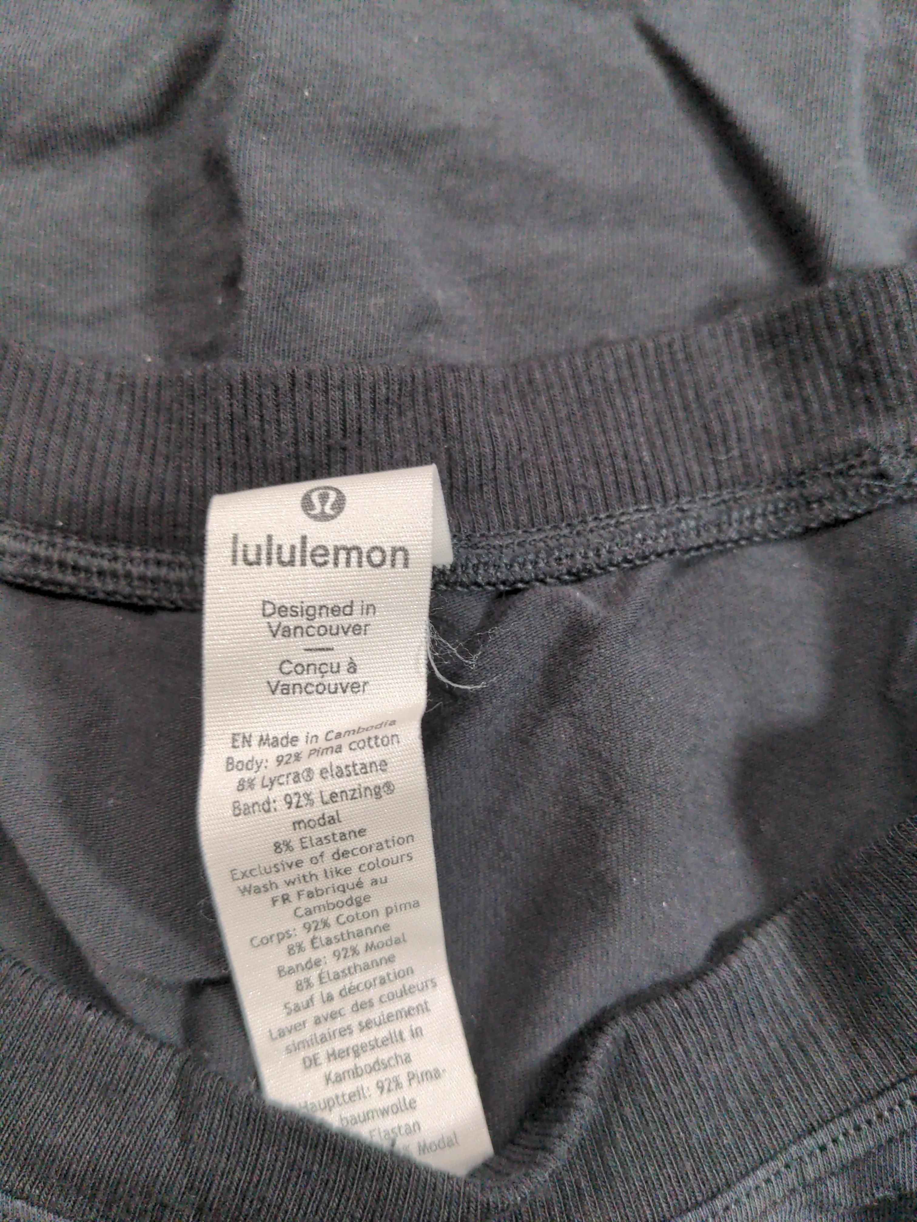 Lululemon Women's T-Shirt UK 6 Black Cotton with Elastane, Lyocell Modal Basic - Image 6