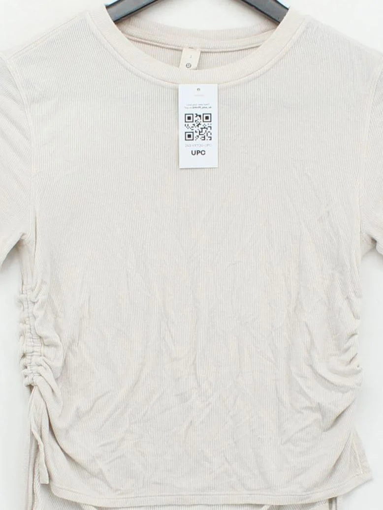 Lululemon Women's T-Shirt UK 6 Cream Lyocell Modal with Elastane Basic - Image 3
