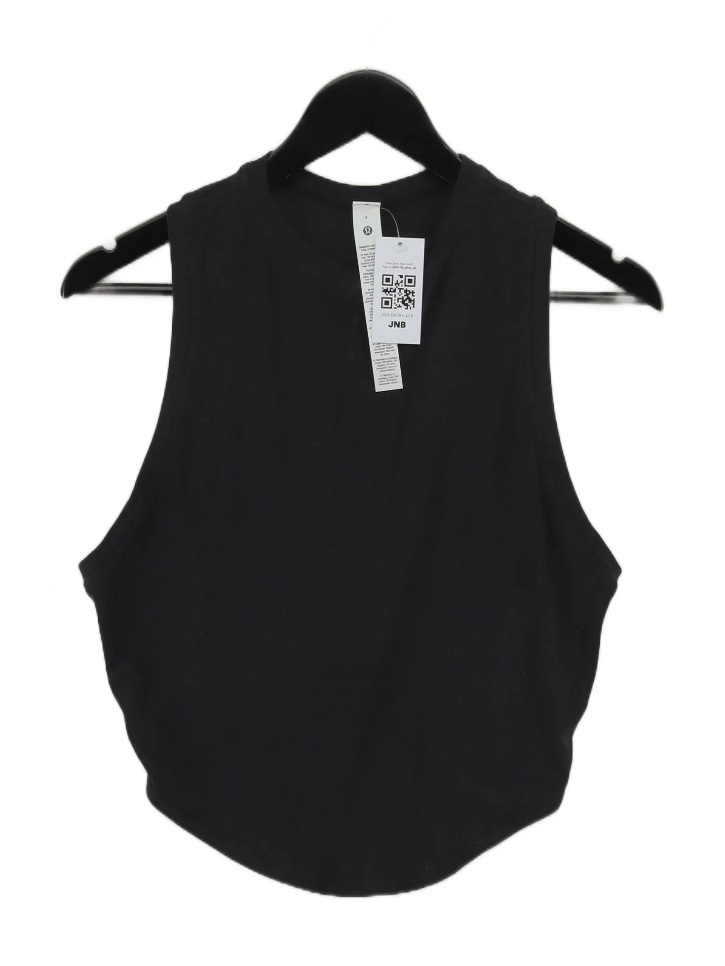 Lululemon Women's T-Shirt UK 8 Black Nylon with Elastane Sleeveless Basic