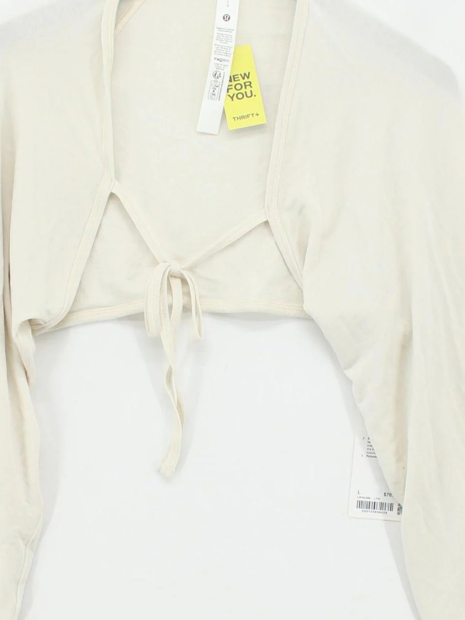 Lululemon Women's Top L Cream Lyocell Modal with Elastane Cropped New with tags - Image 3