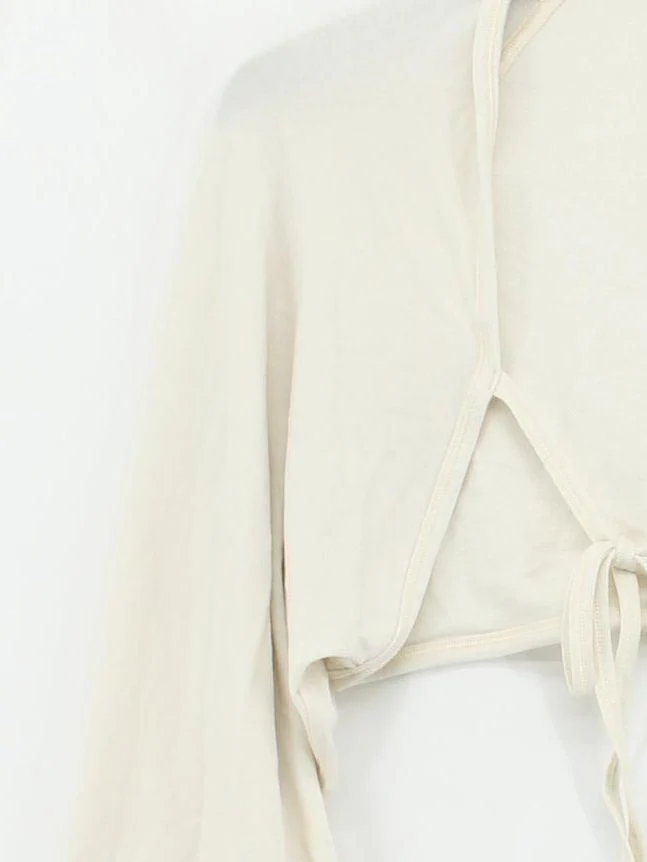 Lululemon Women's Top L Cream Lyocell Modal with Elastane Cropped New with tags - Image 4
