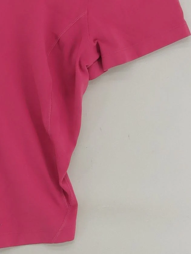 Lululemon Women's Top UK 14 Pink Nylon with Spandex Short Sleeve V-Neck Cropped - Image 4