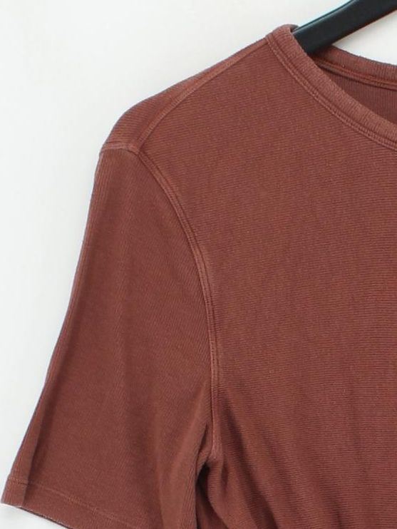 Lululemon Women's Top UK 8 Brown 100% Other Short Sleeve Round Neck Basic - Image 4