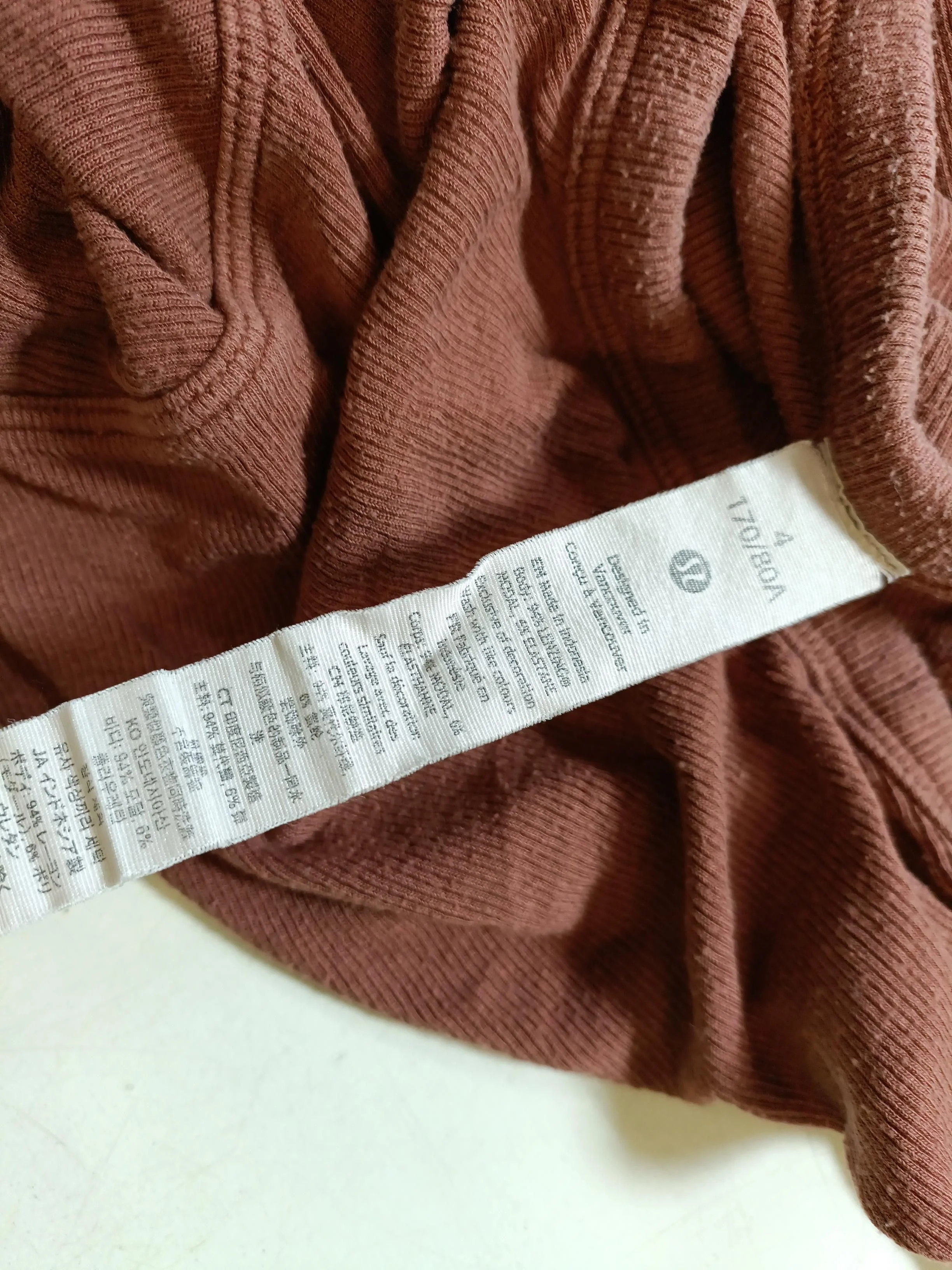 Lululemon Women's Top UK 8 Brown 100% Other Short Sleeve Round Neck Basic - Image 6