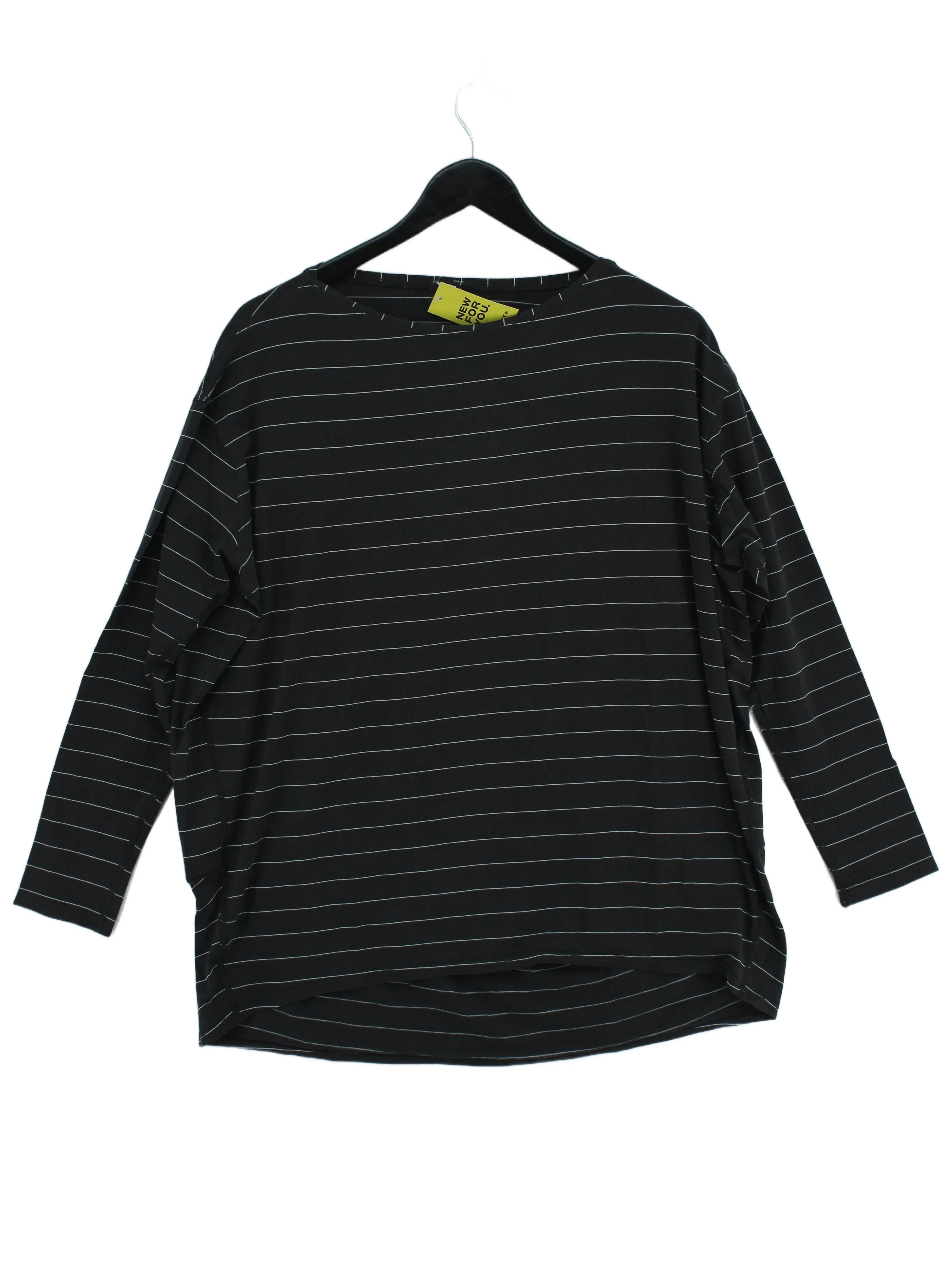 Lululemon Women's Top XL Grey Striped 100% Other Long Sleeve Round Neck Basic